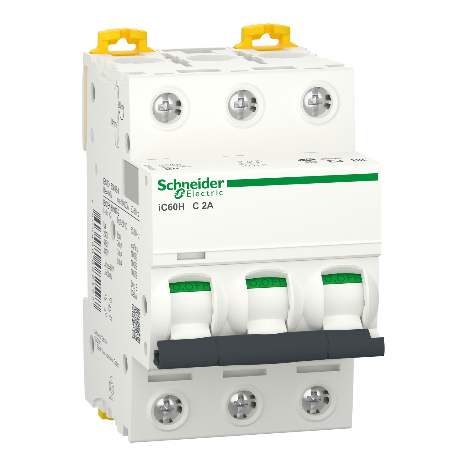 SCHNEIDER ELECTRIC - Interruttore magnetotermico iC60H 3P C 2A 10000A
