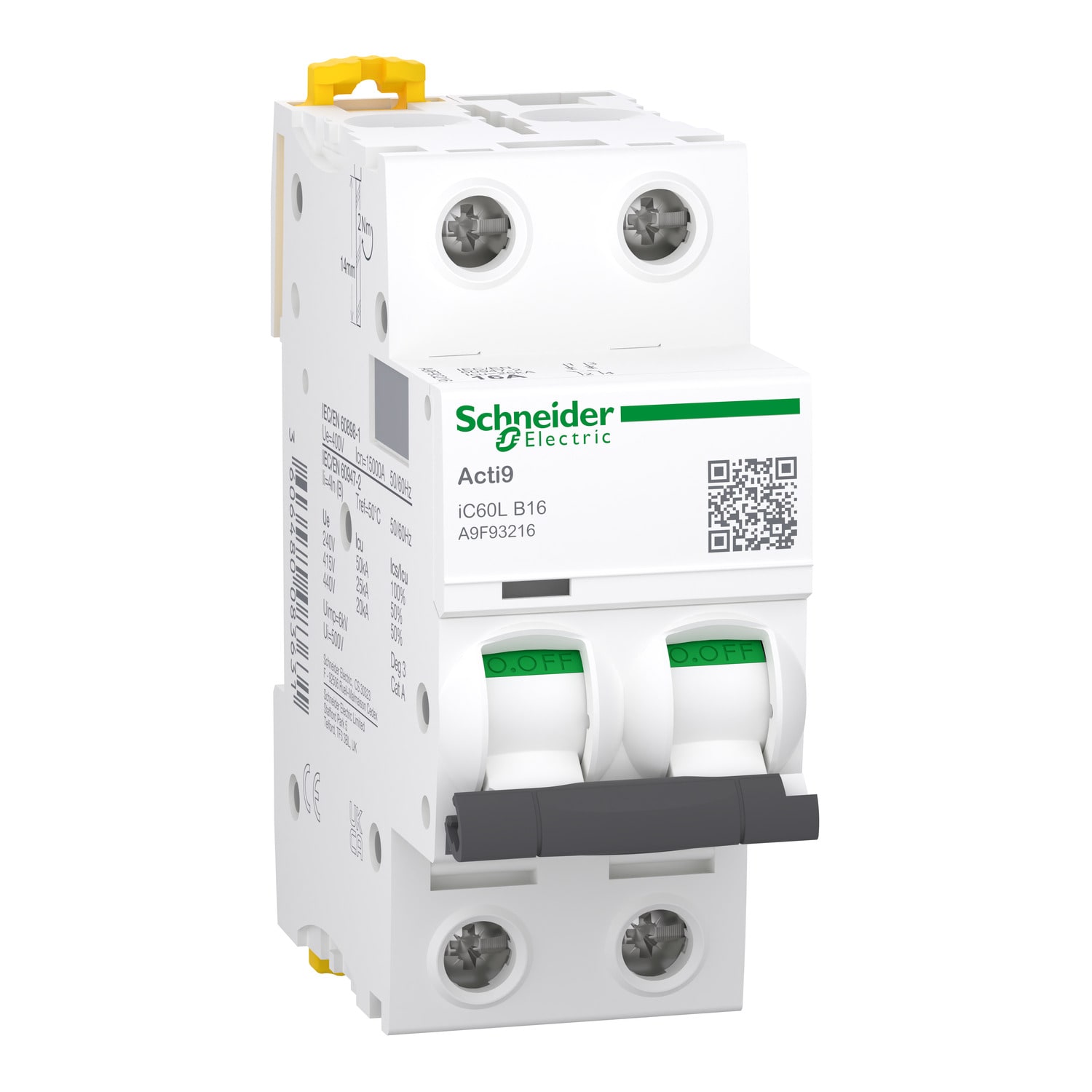 SCHNEIDER ELECTRIC - Interruttore magnetotermico iC60L 2P B 16A 15000A