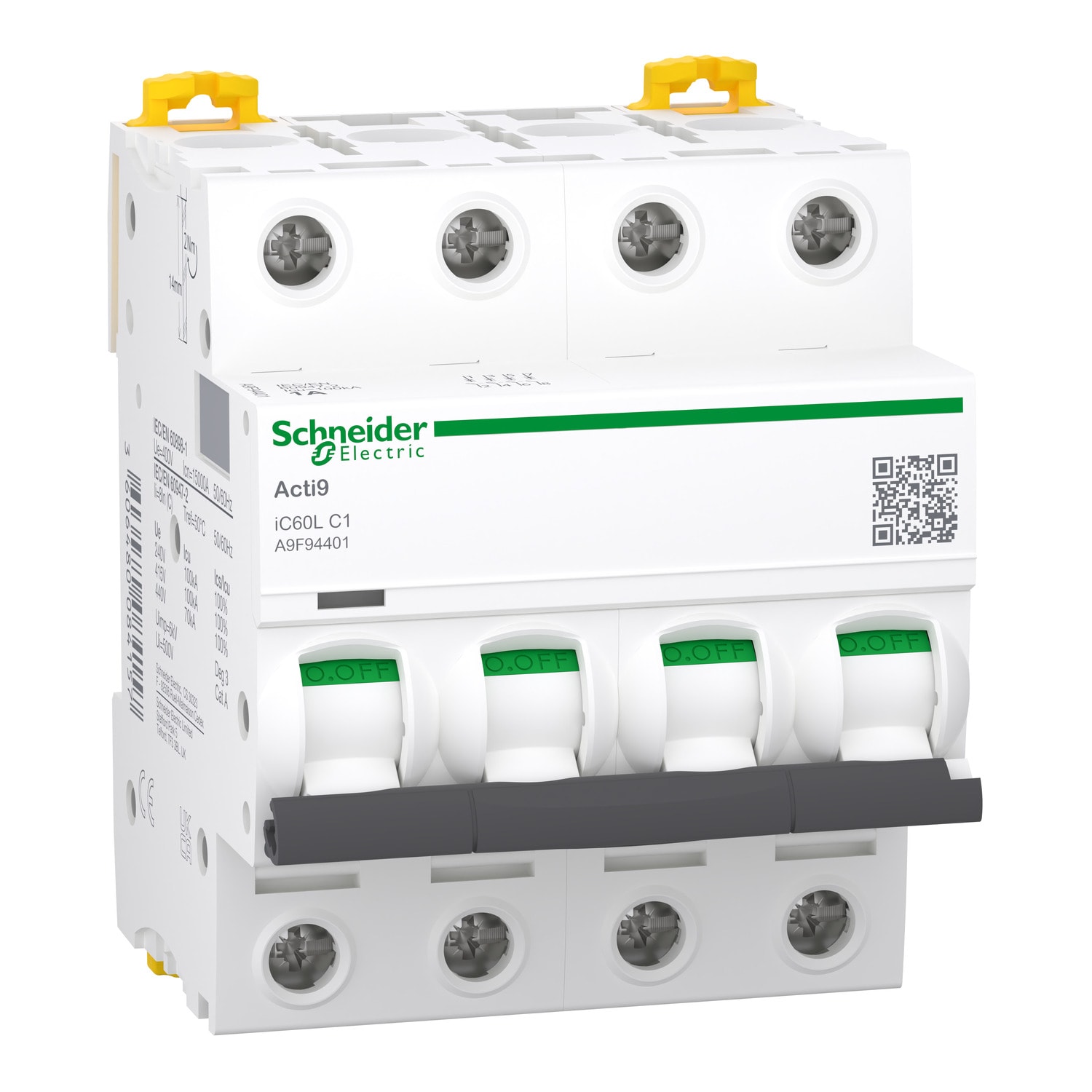 SCHNEIDER ELECTRIC - Interruttore magnetotermico iC60L 4P C 1A 15000A