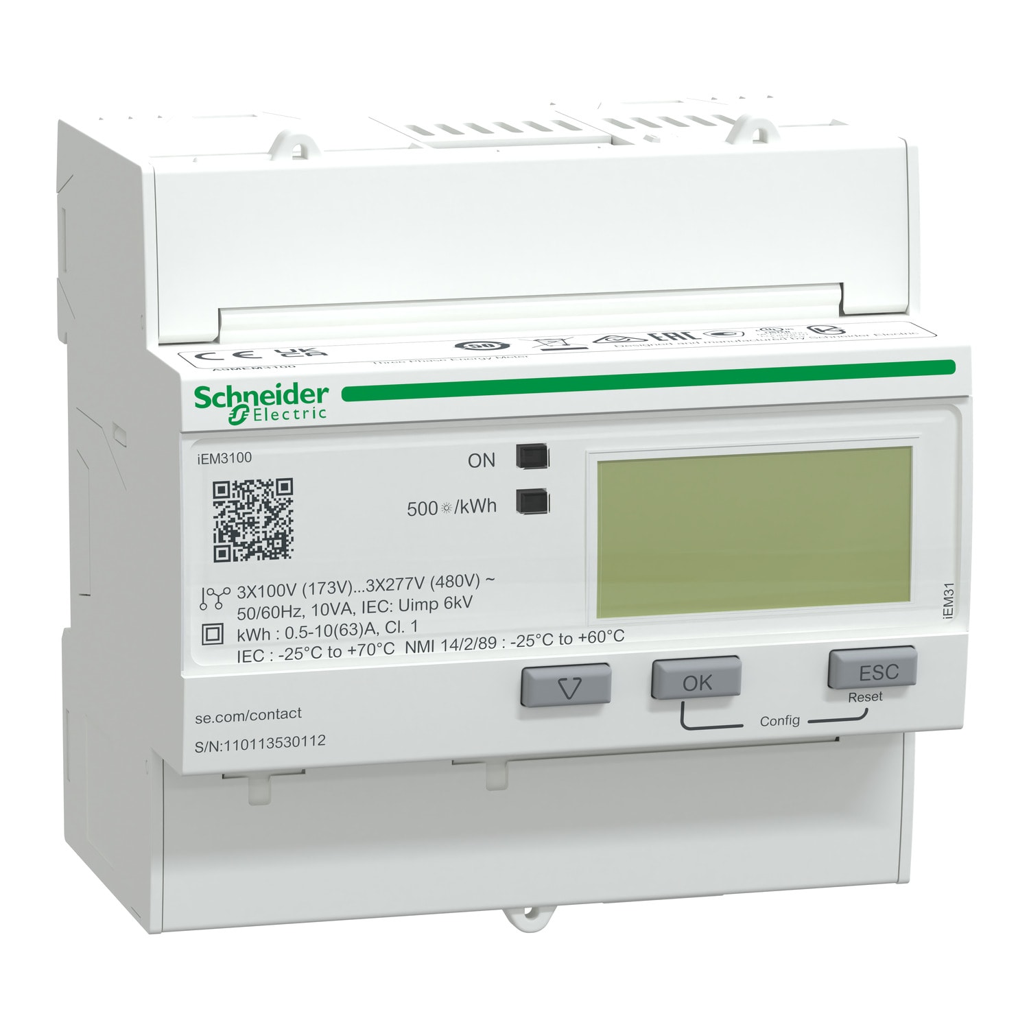 SCHNEIDER ELECTRIC - Contatore energia iEM3100 - 3P+N - inserzione diretta 63A - reset
