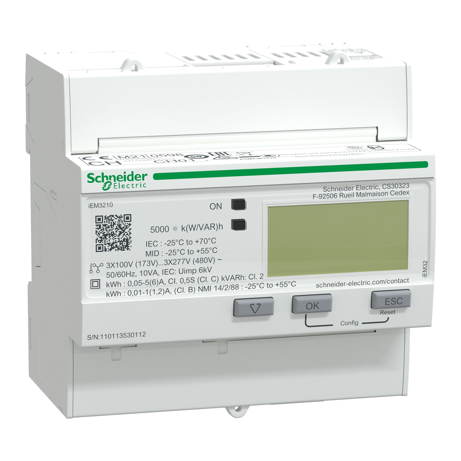 SCHNEIDER ELECTRIC - Contatore energia iEM3210 - 3P+N inserzione con TA - 1DO - MID