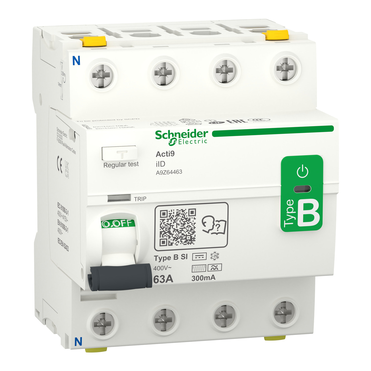 SCHNEIDER ELECTRIC - Interruttore differenziale iID B-SI 4P 63A 300mA