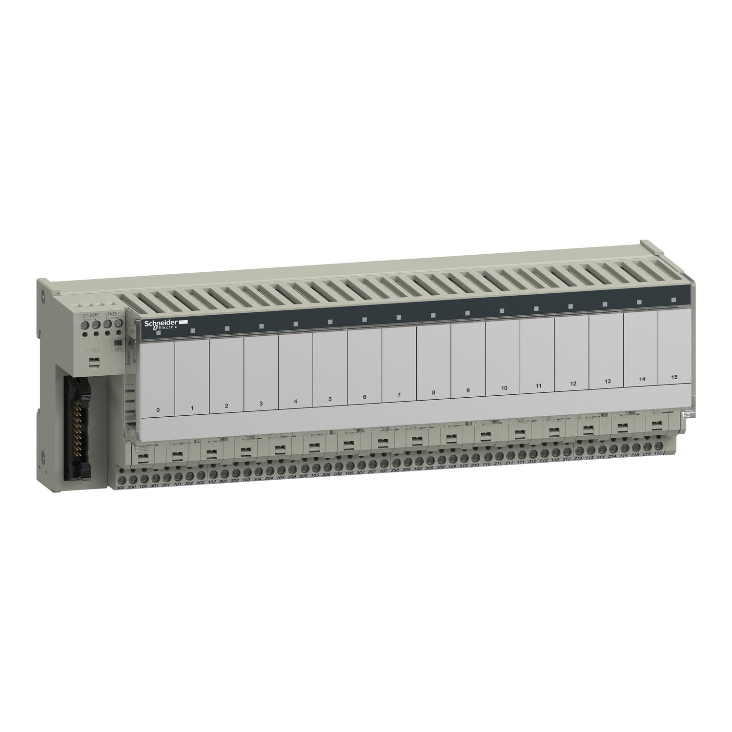 SCHNEIDER ELECTRIC - Sottobase per relè plug-inABE7 - 16 canali - Fusibili - Relè 12,5 mm