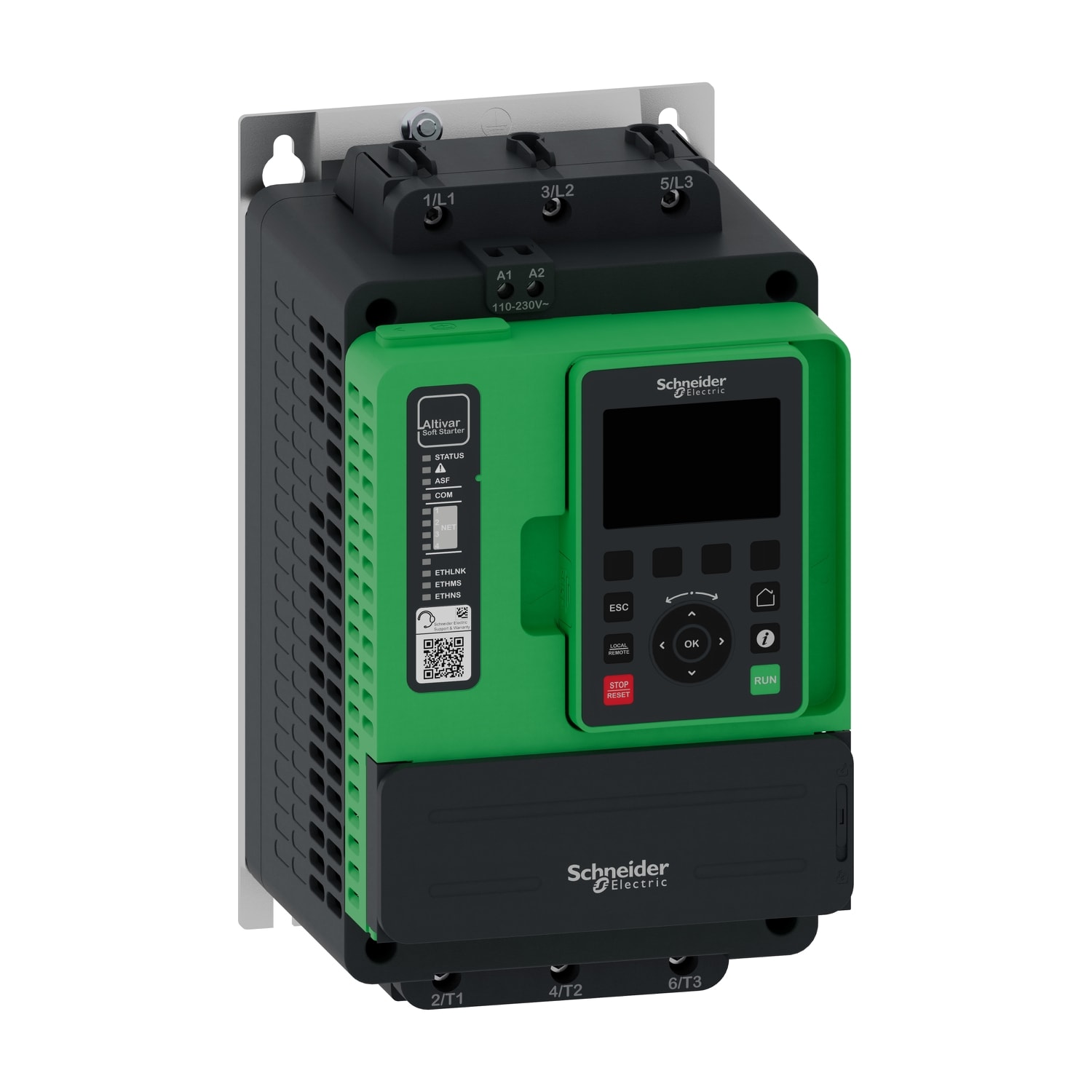 SCHNEIDER ELECTRIC - Avviatore statico Altivar ATS490, 22A, da 208 a 690V CA, alimentazione di controllo da 110 a 230V CA