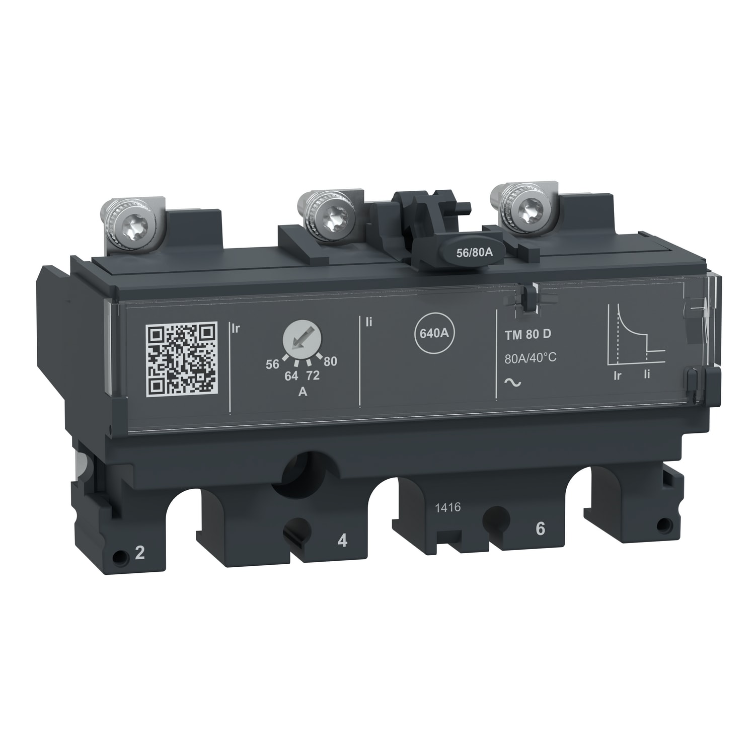 SCHNEIDER ELECTRIC - Sganciatore TM80D, ComPacT NSX100/160/250, 3 poli, protezioni magnetotermiche, valore nominale 80A
