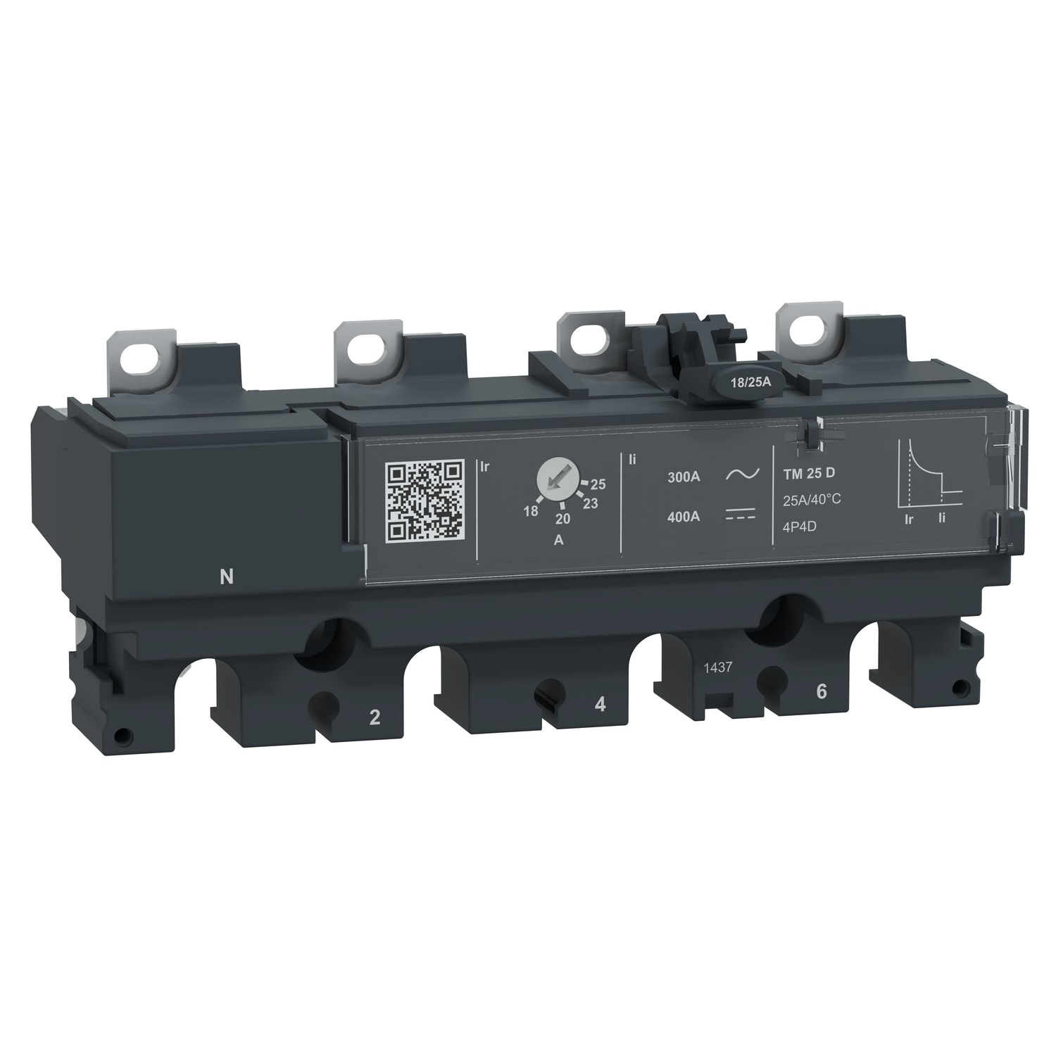 SCHNEIDER ELECTRIC - Sganciatore TM25D, ComPacT NSX100, 4 poli 4D (neutro totalmente protetto), protezioni magnetotermiche, valore nominale 25A