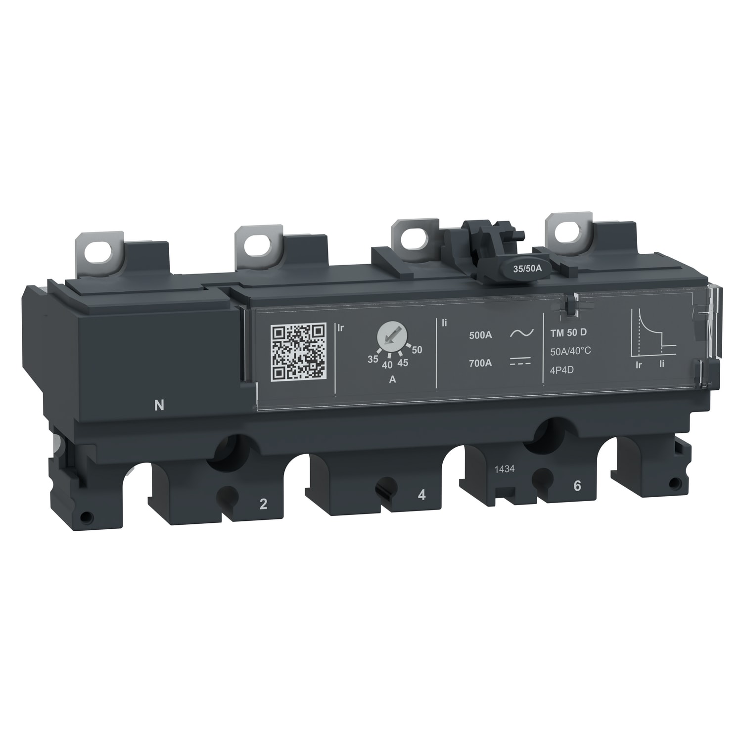 SCHNEIDER ELECTRIC - Sganciatore TM50D, ComPacT NSX100/160, 4 poli 4d (neutro totalmente protetto), protezioni magnetotermiche, valore nominale 50A