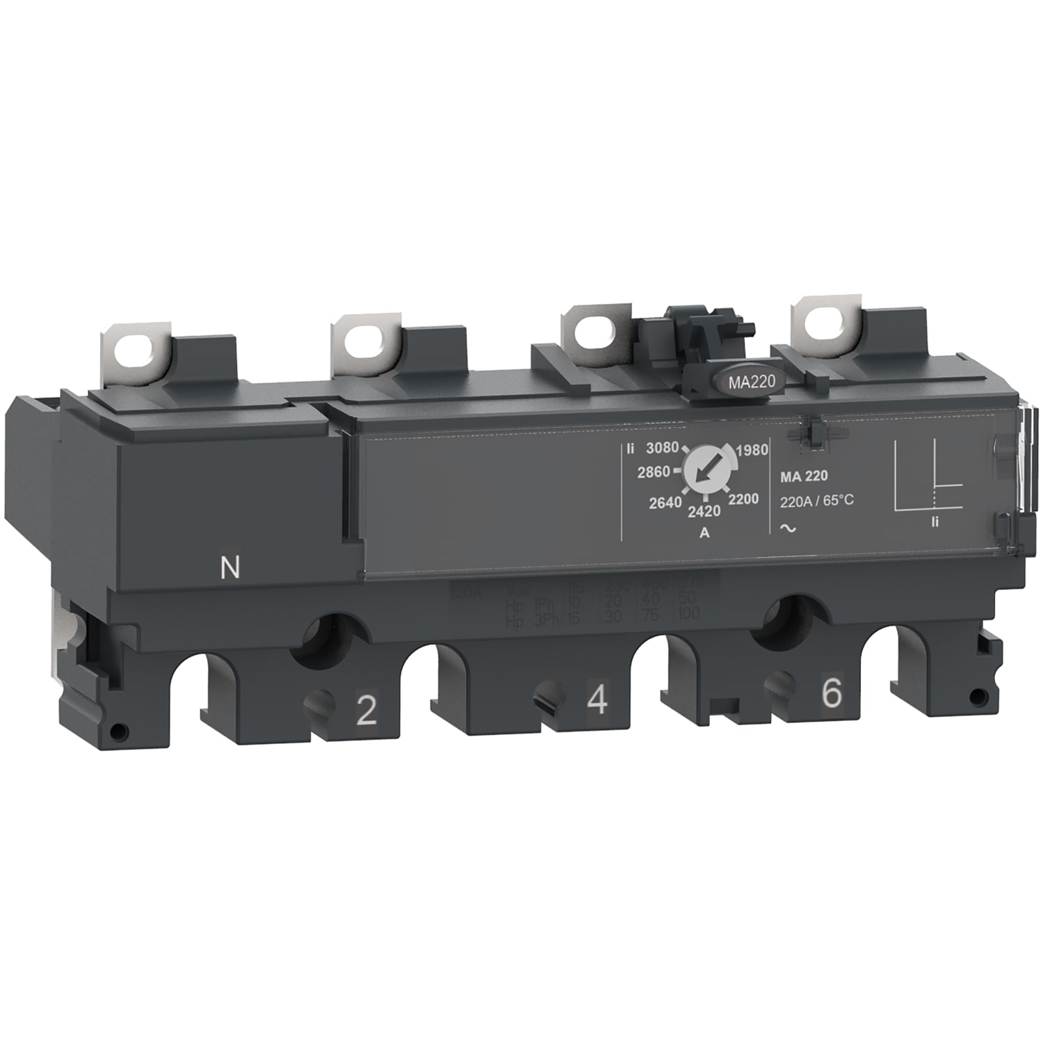 SCHNEIDER ELECTRIC - Sganciatore MA100, ComPacT NSX100/160/250, 4 poli 3D (neutro non protetto), magnetica, protezione motore, valore nominale 100A