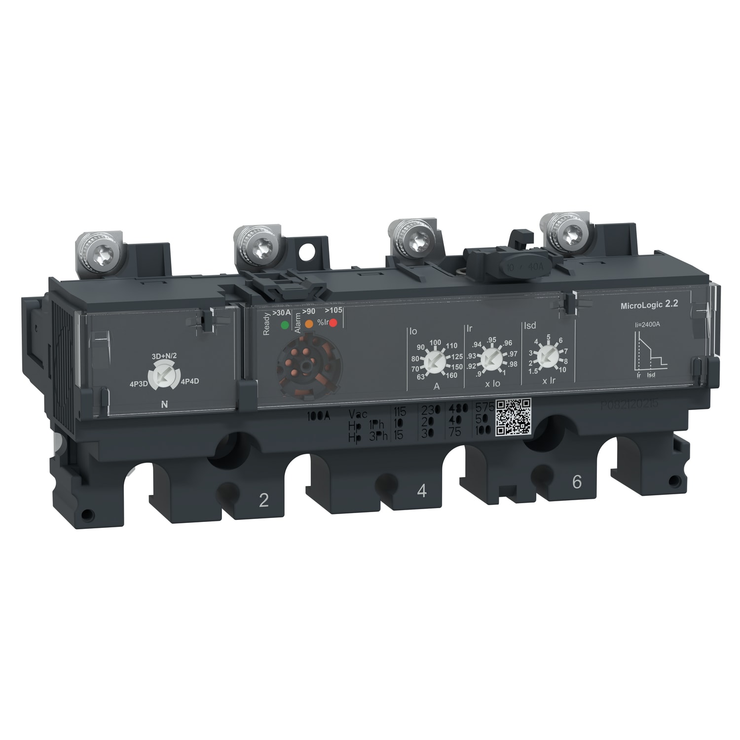 SCHNEIDER ELECTRIC - Sganciatore MicroLogic 2.2, ComPacT NSX160/250, 4 poli, protezioni elettroniche di base, valore nominale 160A