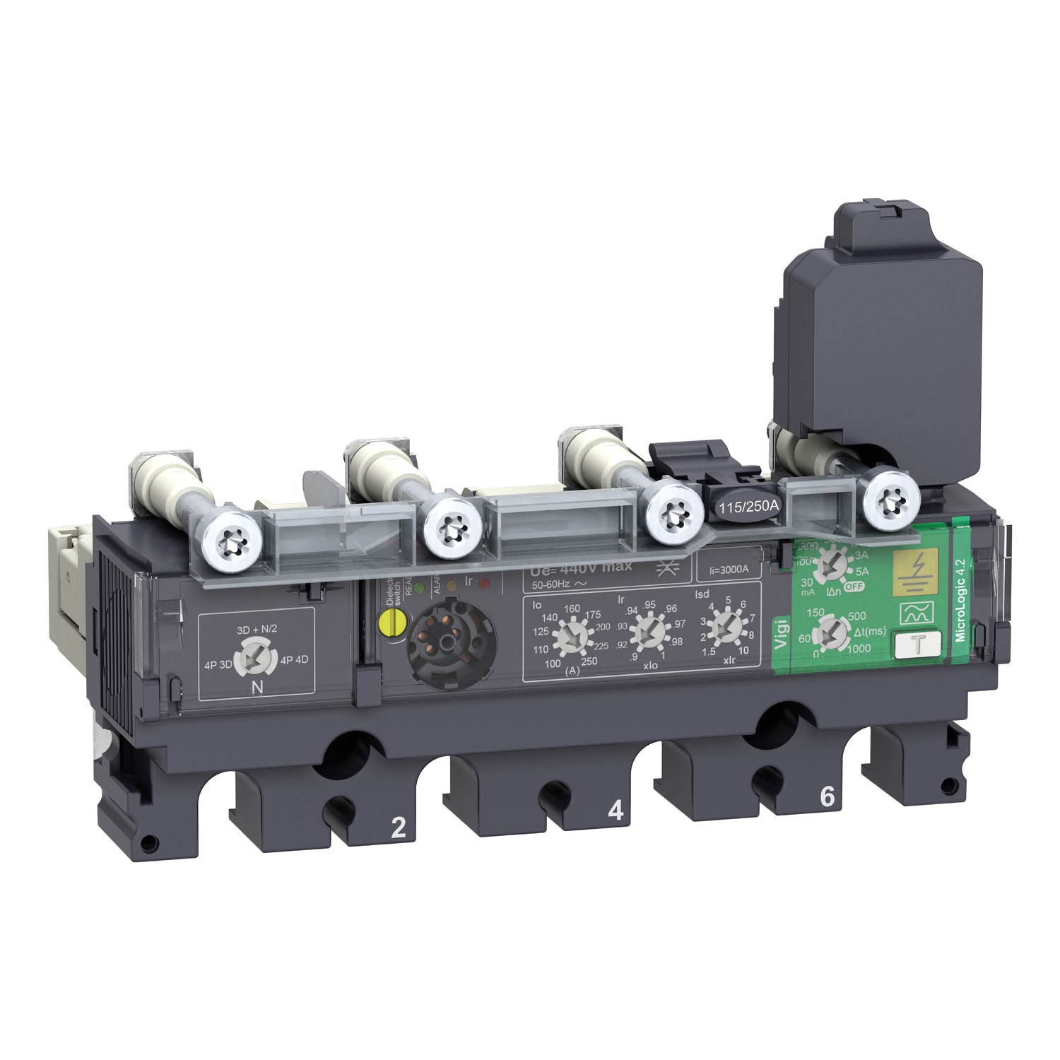 SCHNEIDER ELECTRIC - Sganciatore MicroLogic Vigi 4.2, ComPacT NSX160/250, 4 poli, protezioni elettroniche di base e per correnti differenziali, valore nominale 160A