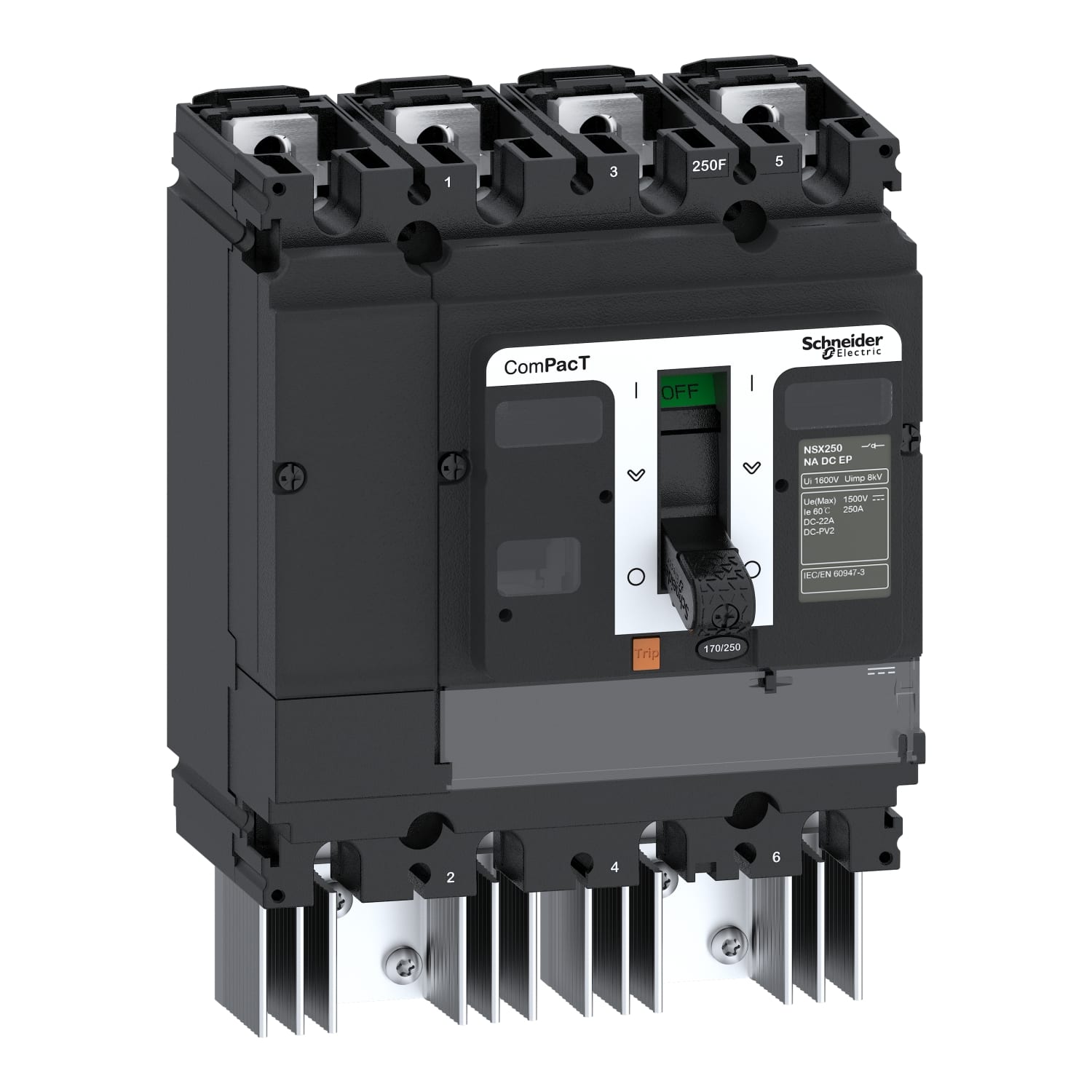 SCHNEIDER ELECTRIC - Interruttore non automatico, ComPacT NSX250NA DC PV New Gen, 200A, 1500V, 4 poli, corrente continua