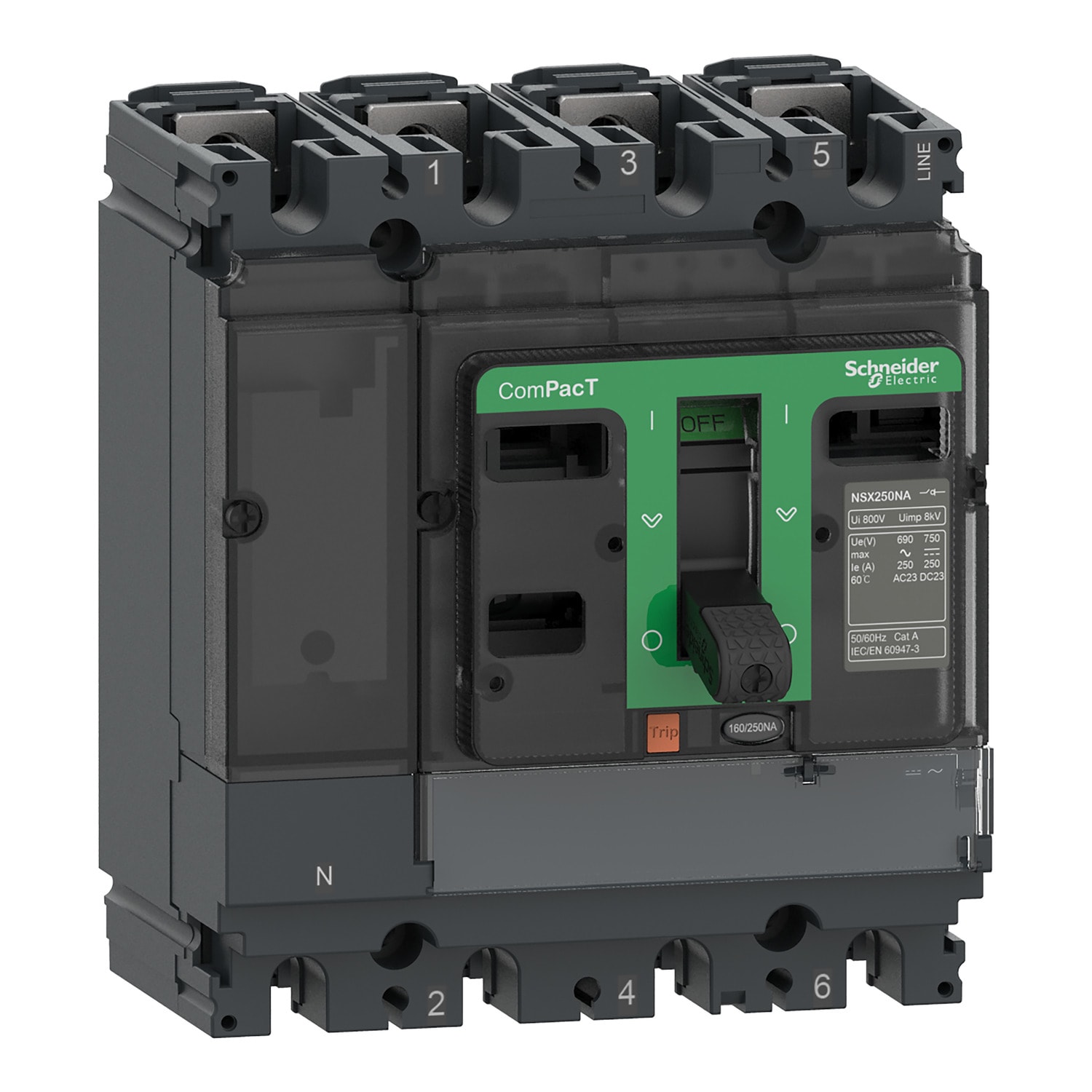 SCHNEIDER ELECTRIC - Sezionatore, ComPacT NSX250NA, 4 poli, corrente termica Ith 250A