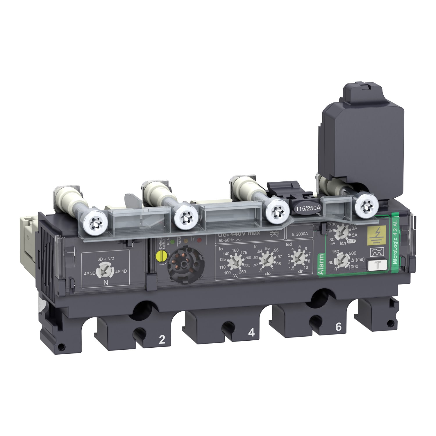 SCHNEIDER ELECTRIC - Sganciatore MicroLogic Vigi 4.2AL, ComPacT NSX250, 4 poli, protezioni elettroniche di base, allarme differenziale, 250A