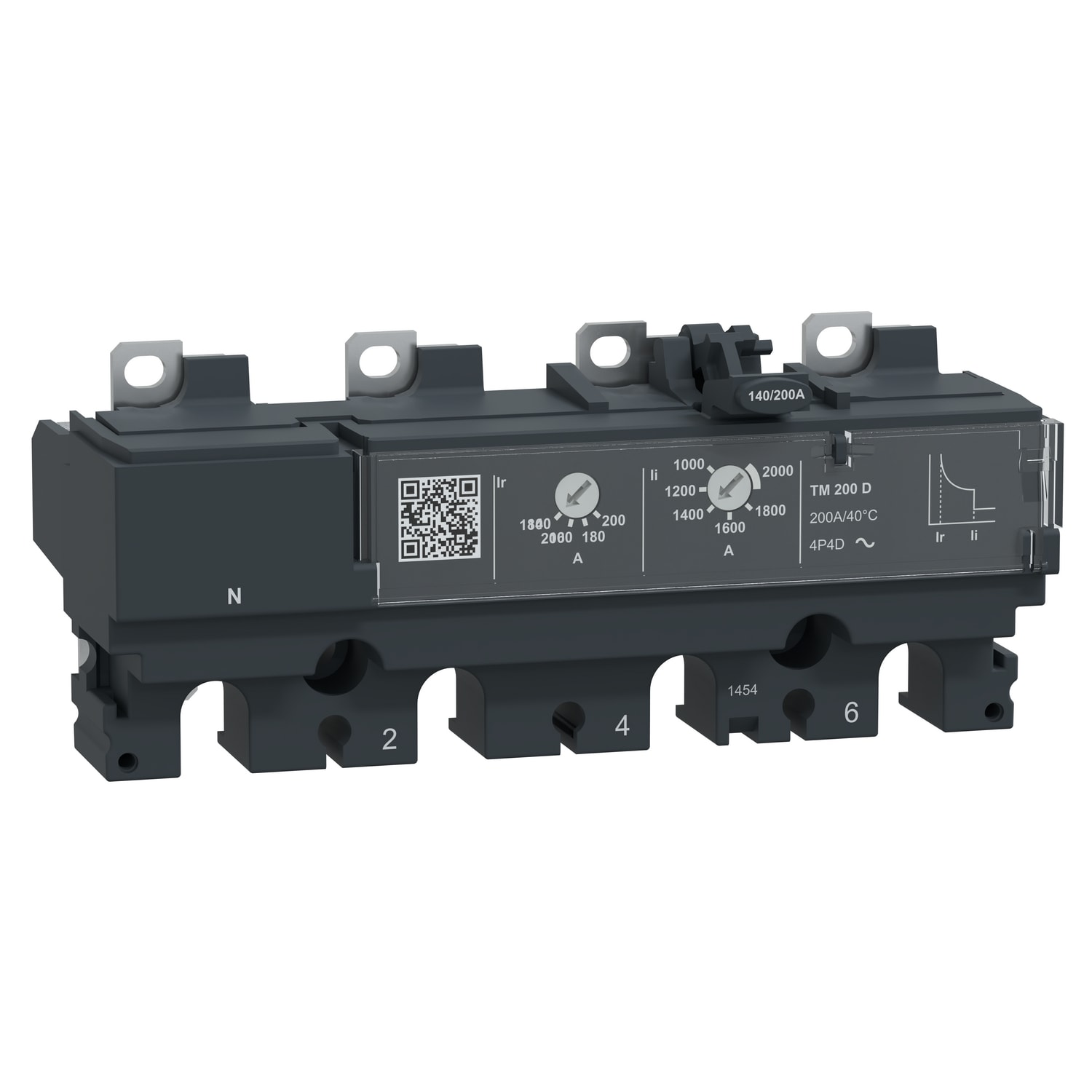 SCHNEIDER ELECTRIC - Sganciatore TM200D, ComPacT NSX250, 4 poli 4D (neutro totalmente protetto), protezioni magnetotermiche, valore nominale 200A