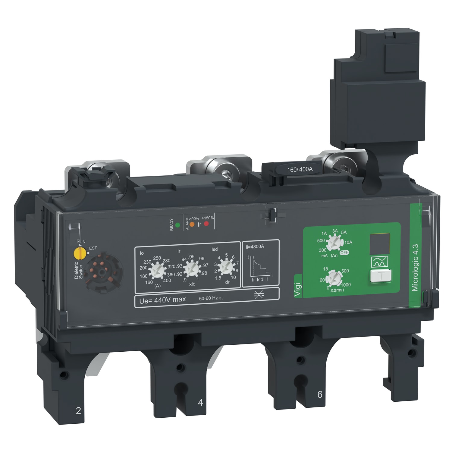 SCHNEIDER ELECTRIC - Sganciatore MicroLogic Vigi 4.3, ComPacT NSX 400/630, 3 poli, protezioni elettroniche di base e per correnti differenziali, valore nominale 400A