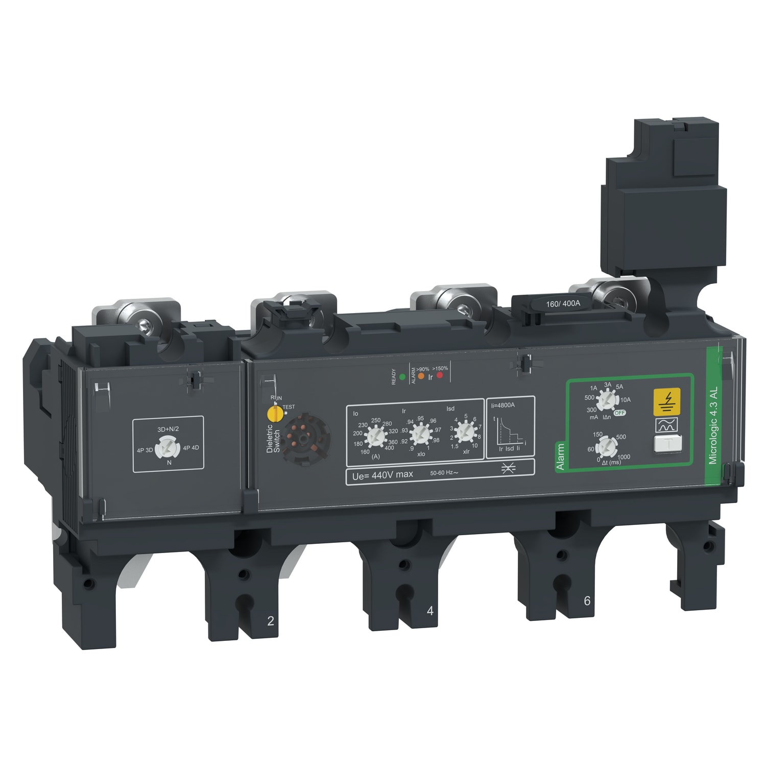 SCHNEIDER ELECTRIC - Sganciatore MicroLogic Vigi 4.3AL, ComPacT NSX 400/630, 4 poli, protezioni elettroniche di base, allarme differenziale, 400A
