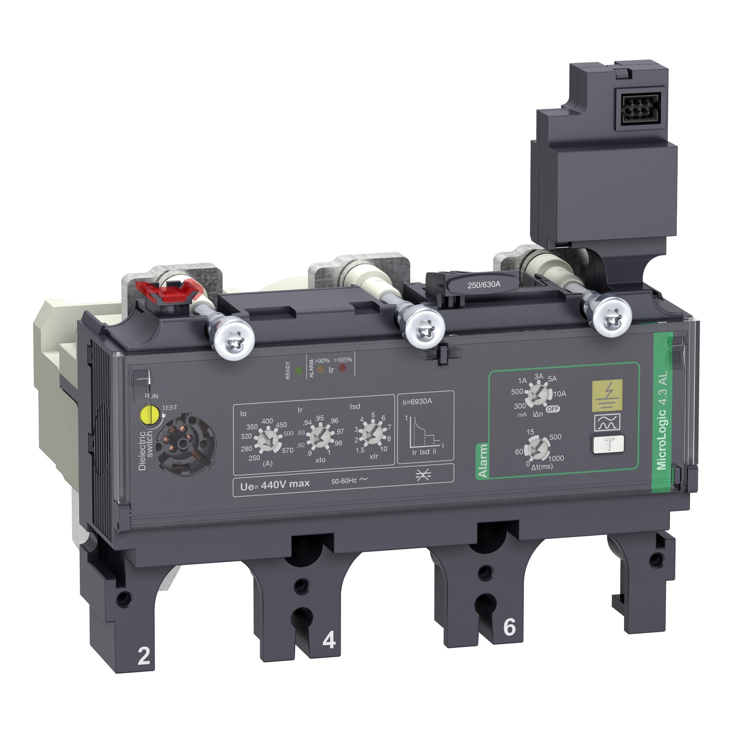 SCHNEIDER ELECTRIC - Sganciatore MicroLogic Vigi 4.3AL, ComPacT NSX 630, 3 poli, protezioni elettroniche di base, allarme differenziale, 570A
