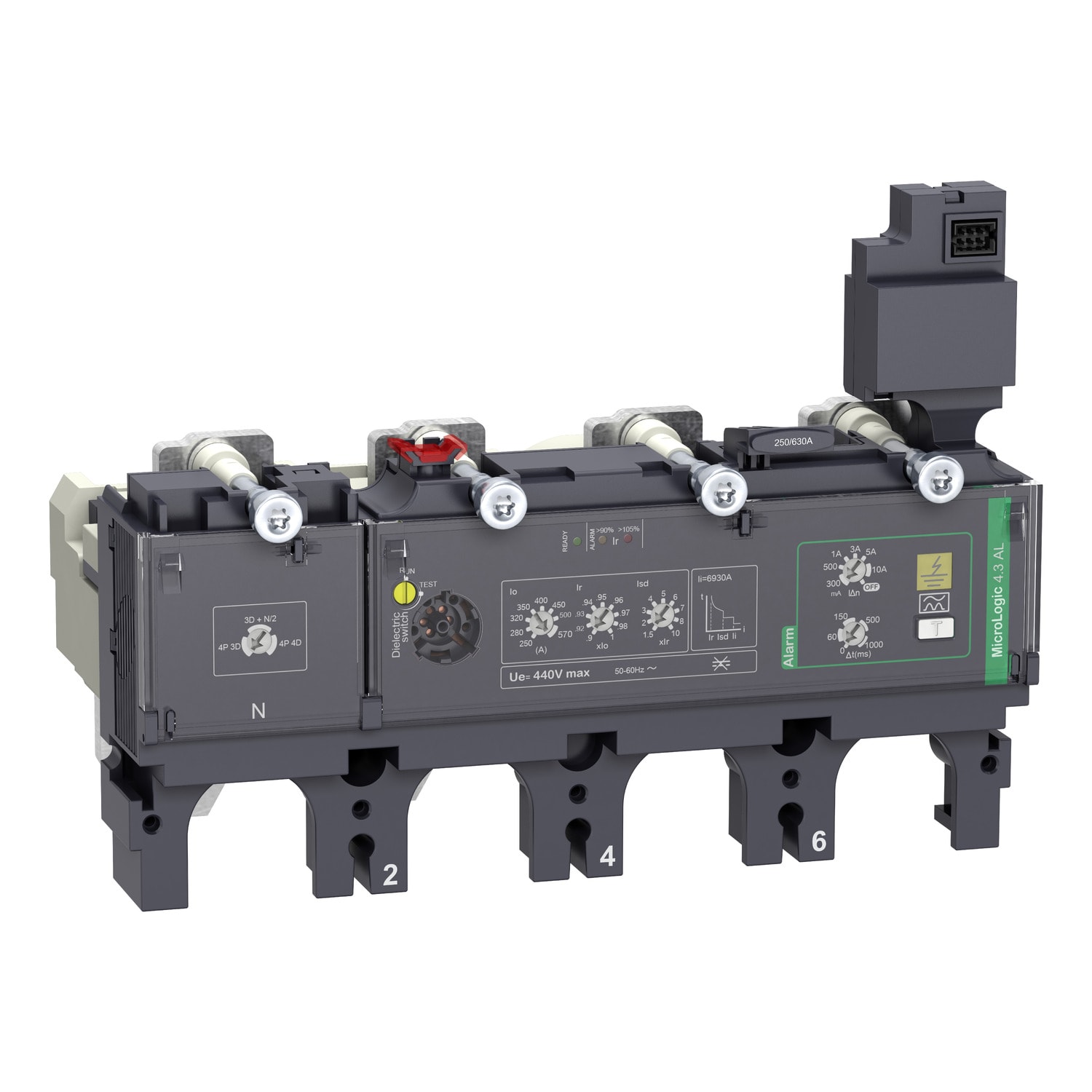 SCHNEIDER ELECTRIC - Sganciatore MicroLogic Vigi 4.3AL, ComPacT NSX 630, 4 poli, protezioni elettroniche di base, allarme differenziale, 570A