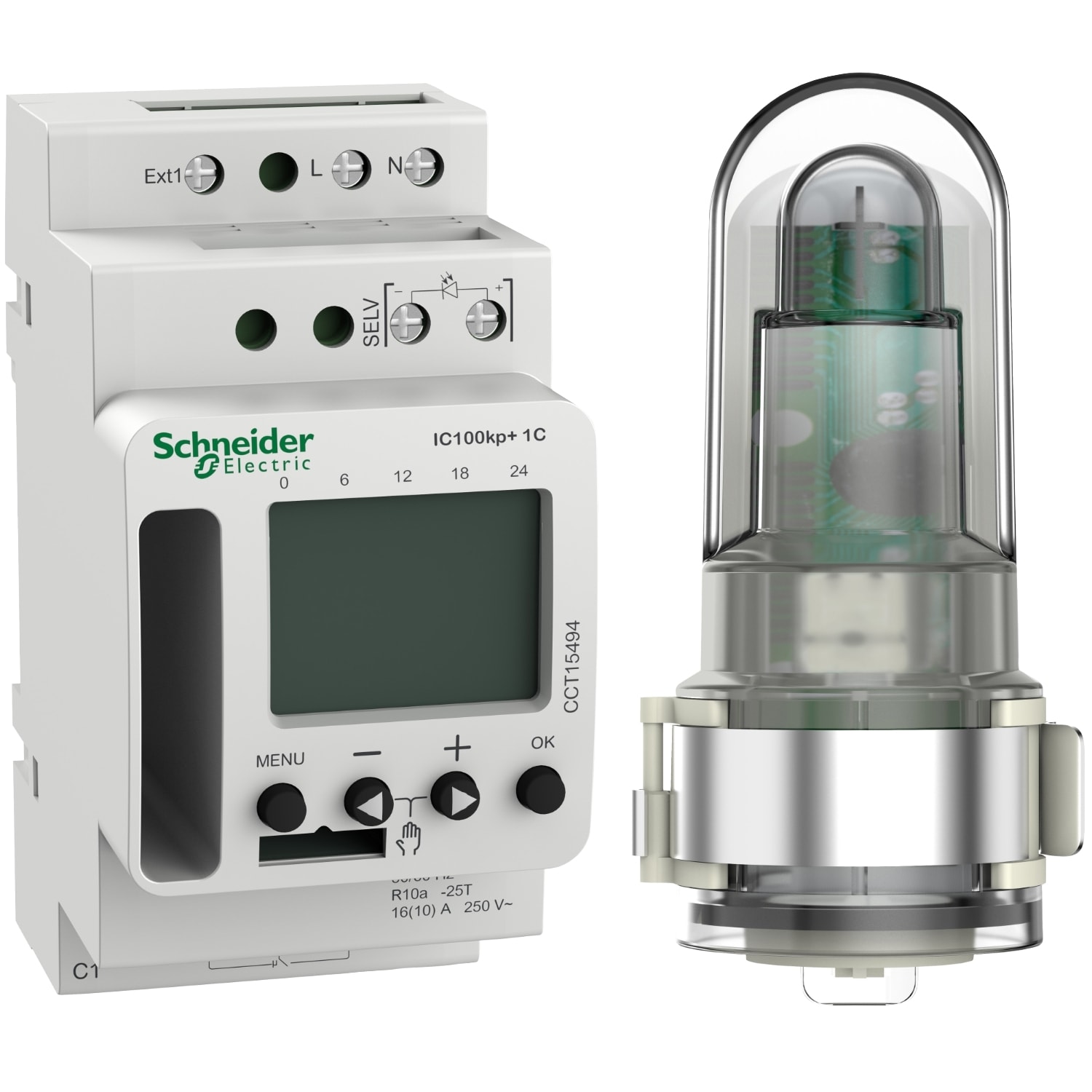 SCHNEIDER ELECTRIC - interruttore crepuscolare programmabile Acti 9 IC100kp + 1C (1 - 99000 lux) SMART