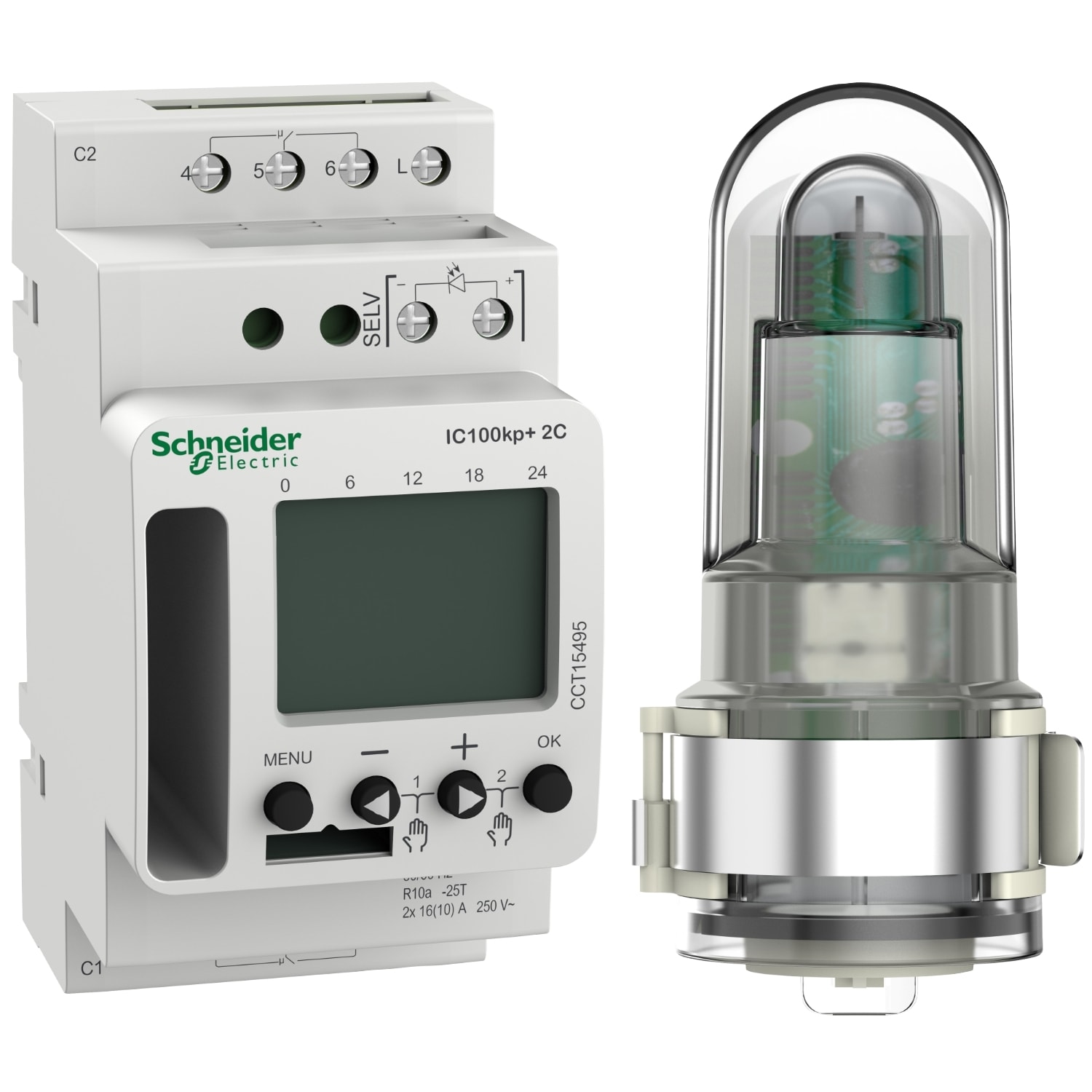 SCHNEIDER ELECTRIC - Interruttore crepuscolare SMART Acti 9 IC100kp + 2C (1 - 99000 lux)