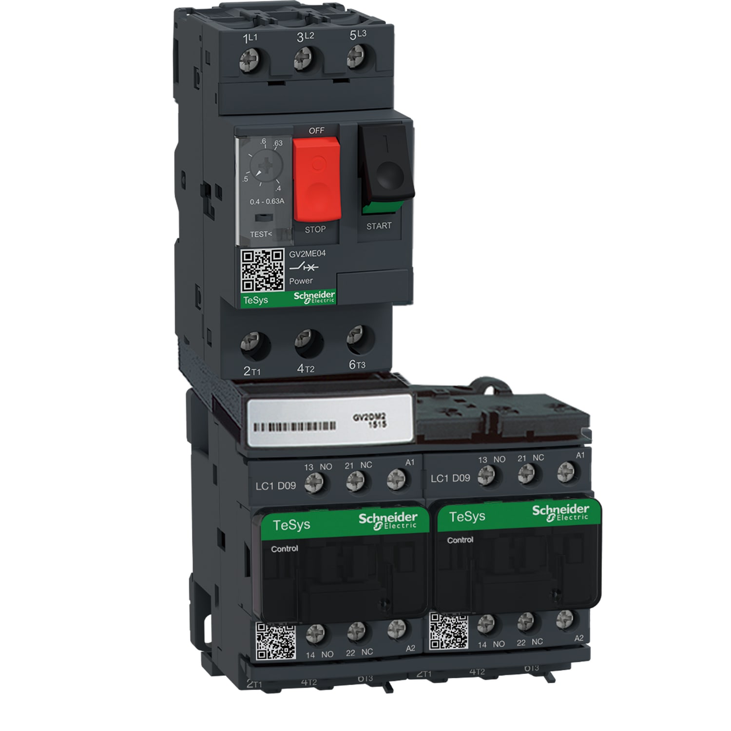 SCHNEIDER ELECTRIC - DOL combination reversing starter, TeSys Deca, 2.5...4A, 24V DC coil