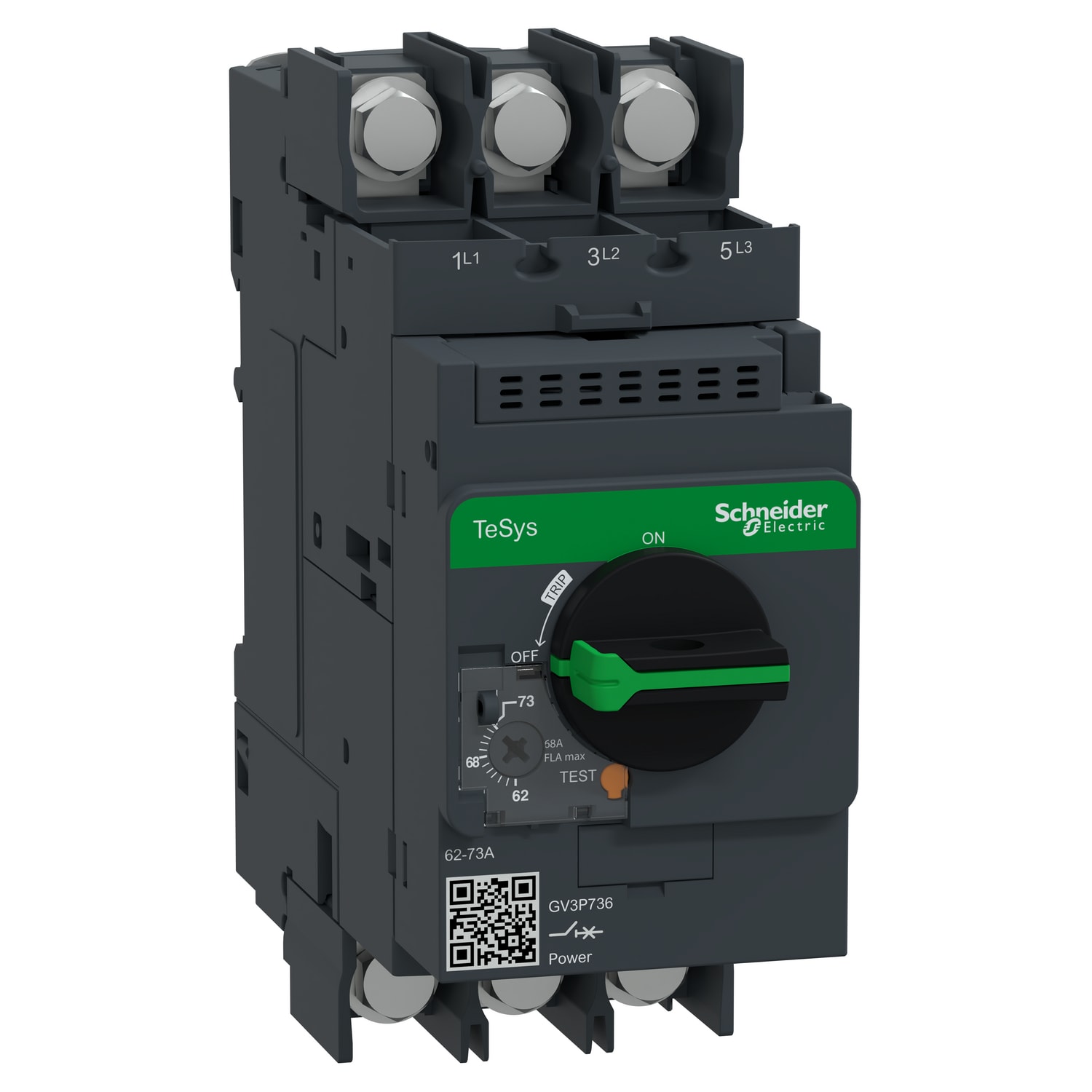 SCHNEIDER ELECTRIC - TeSys GV3P thermal-magn motor circuit breaker 62-73A lugs terminals
