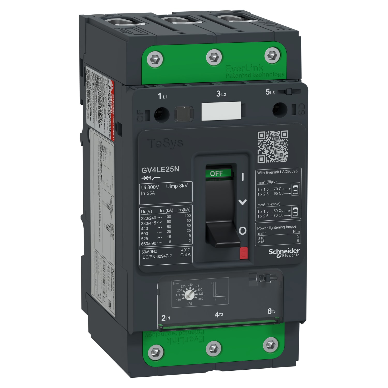 SCHNEIDER ELECTRIC - Interruttore salvamotore magnetico 25A 50kA Everlink