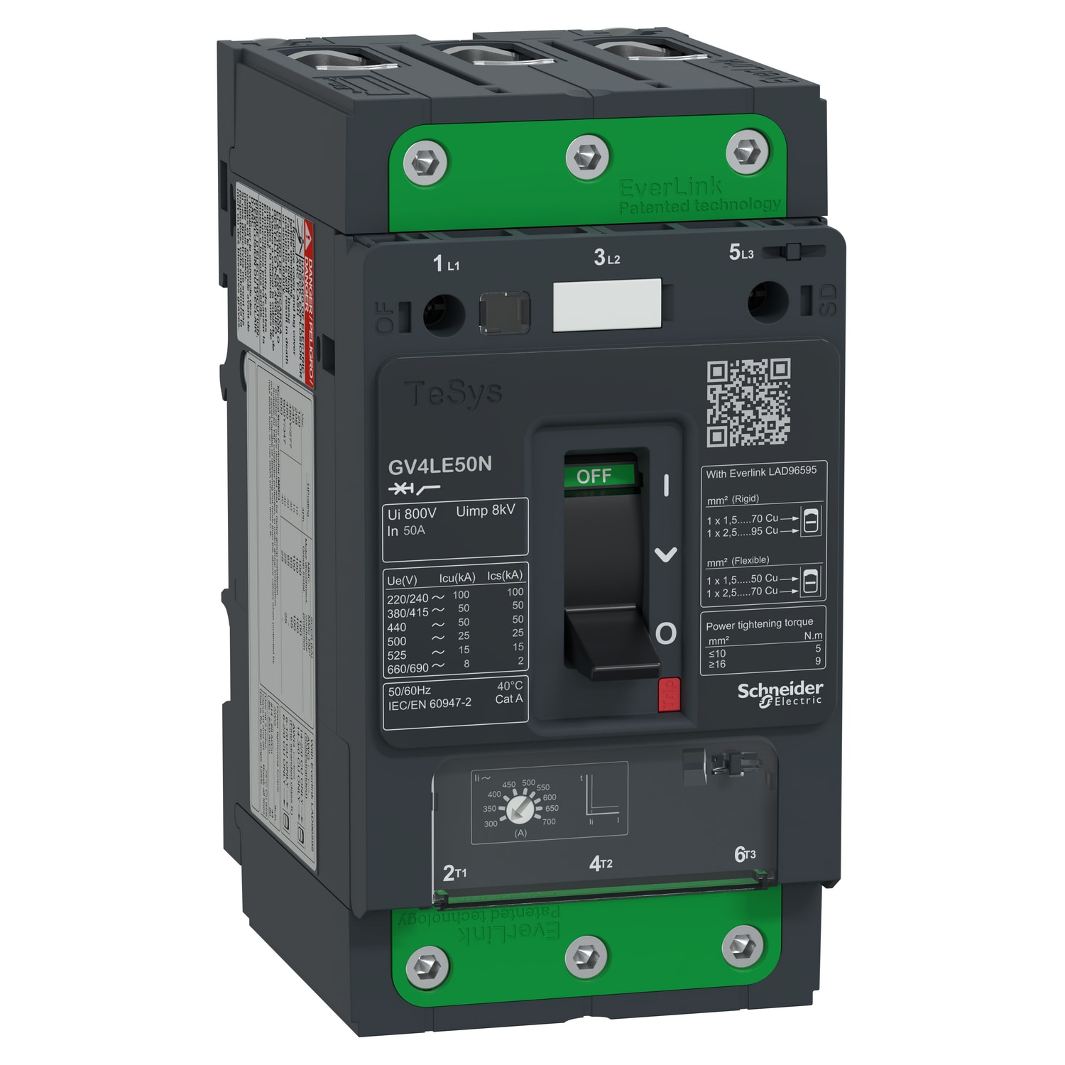 SCHNEIDER ELECTRIC - Interruttore salvamotore magnetico 50A 50kA Everlink