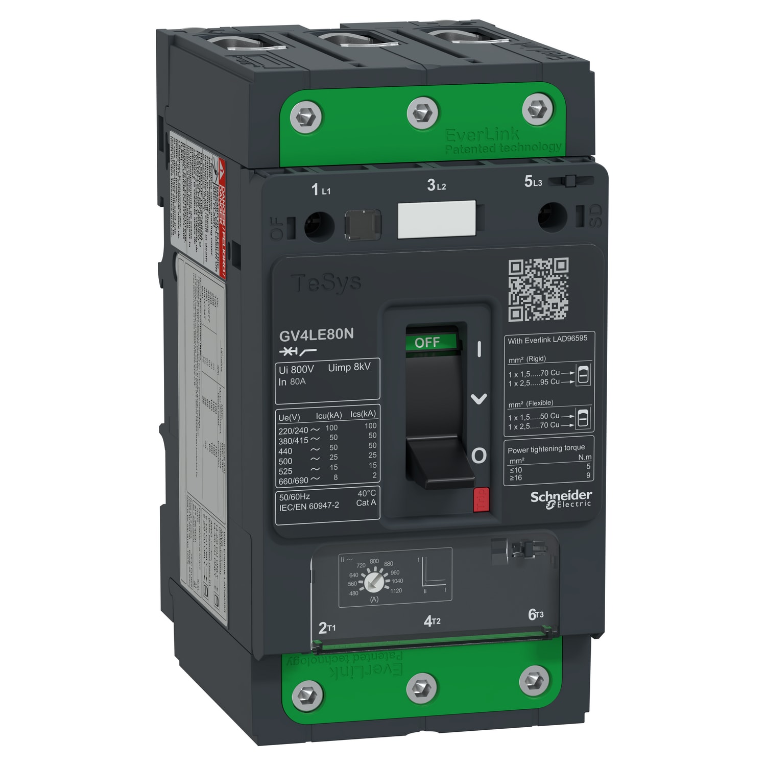 SCHNEIDER ELECTRIC - Interruttore salvamotore magnetico 80A 50kA Everlink