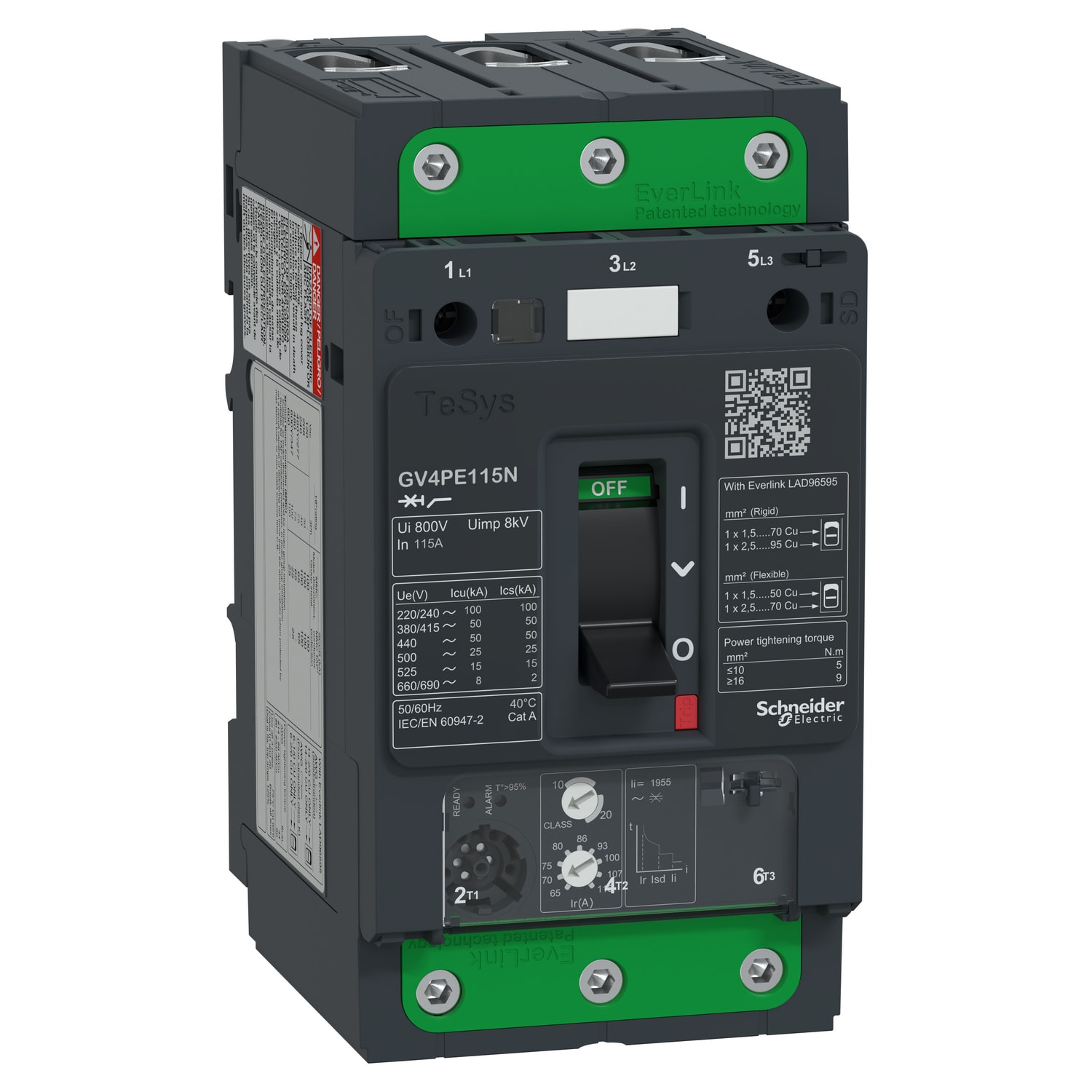 SCHNEIDER ELECTRIC - Interruttore salvamotore magnetotermico 115A 50kA Everlink