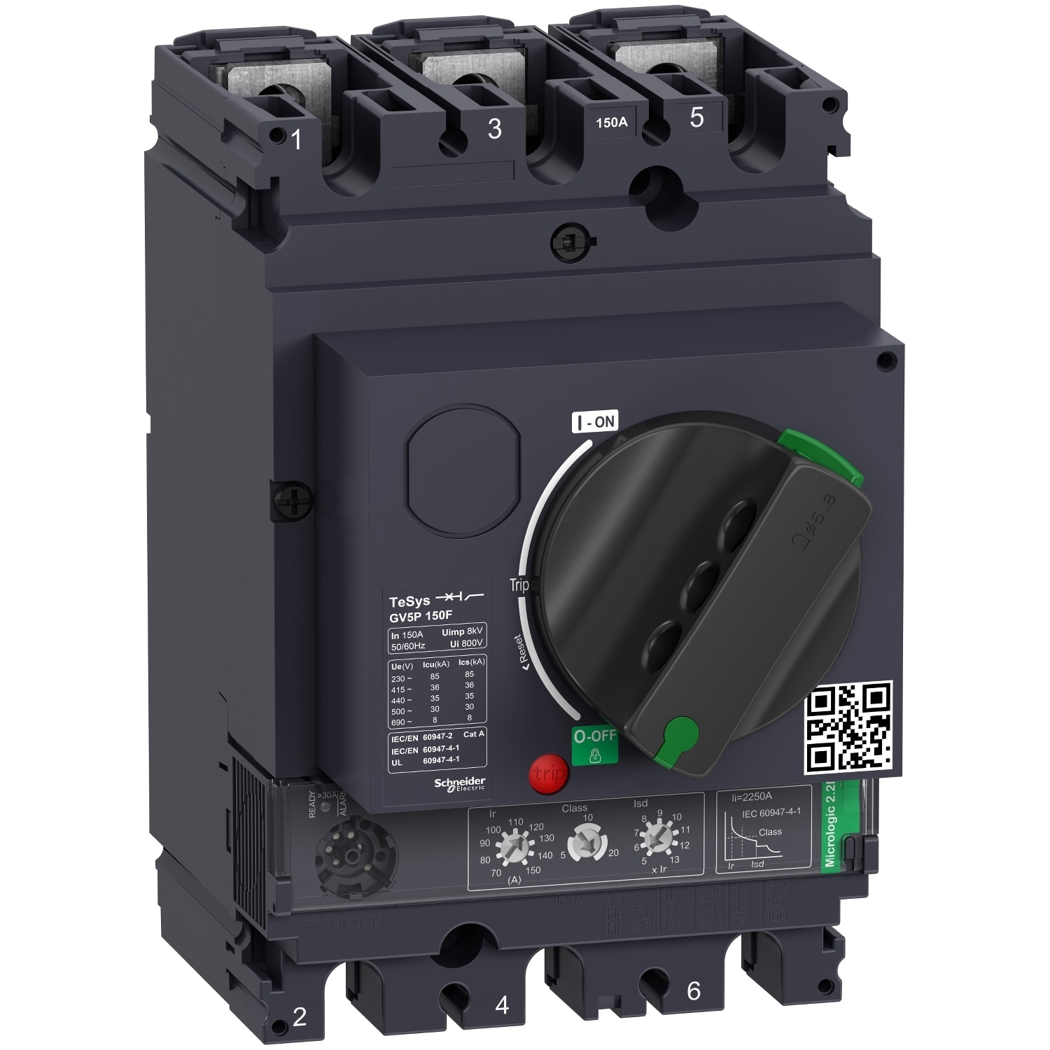 SCHNEIDER ELECTRIC - Interruttore automatico TeSys GV5 magnetotermico con manovra rotativa 70-150A Icu 36kA