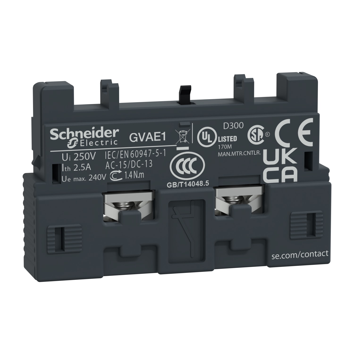 SCHNEIDER ELECTRIC - Contatto ausiliario istantaneo TeSys GV - front 1NO/NC -  viti serrafilo