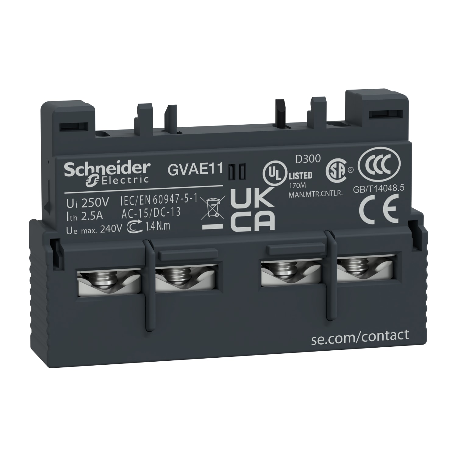 SCHNEIDER ELECTRIC - Contatti ausiliari istantanei TeSys GV - frontali 1NO 1NC -  viti serrafilo