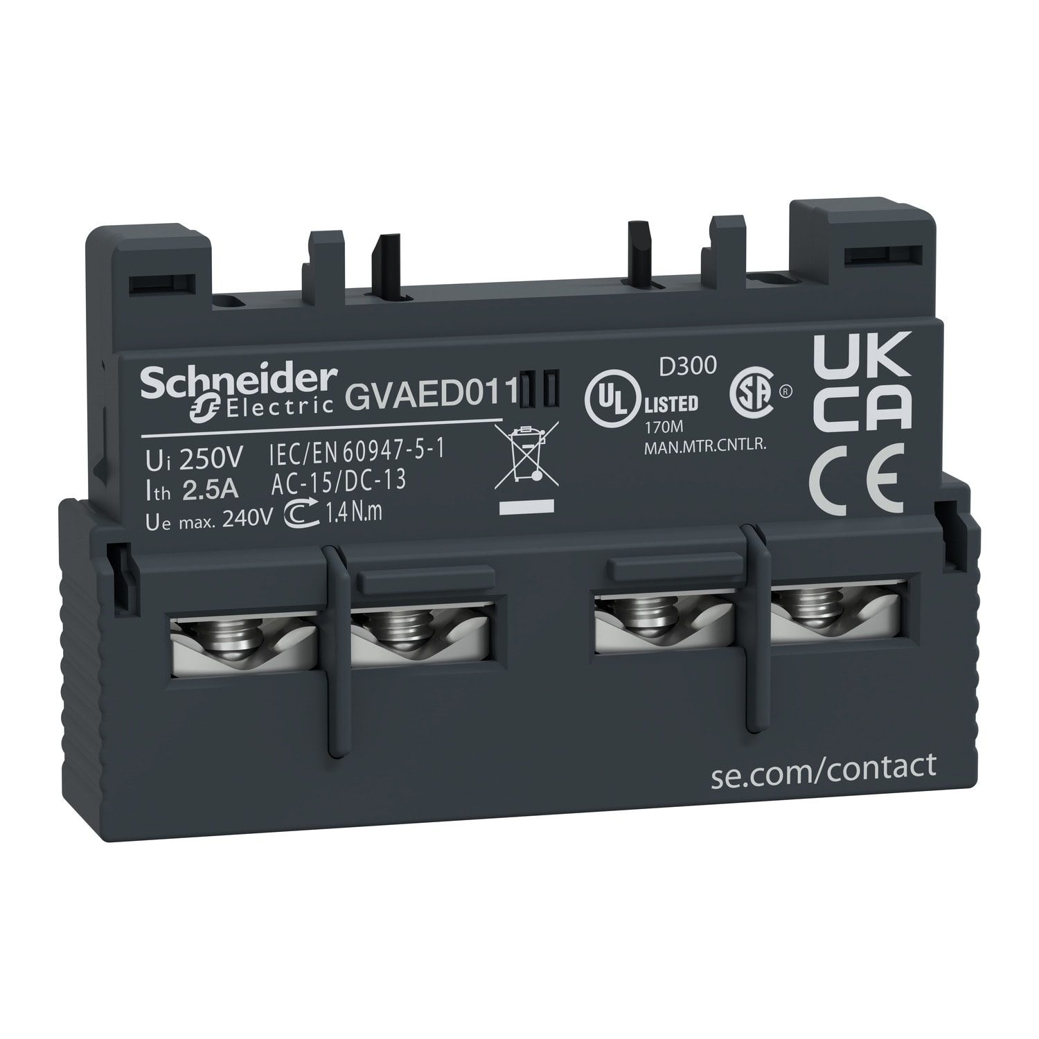 SCHNEIDER ELECTRIC - Blocco contatti ausiliari TeSys GV3 - 1 NA + 1 NC