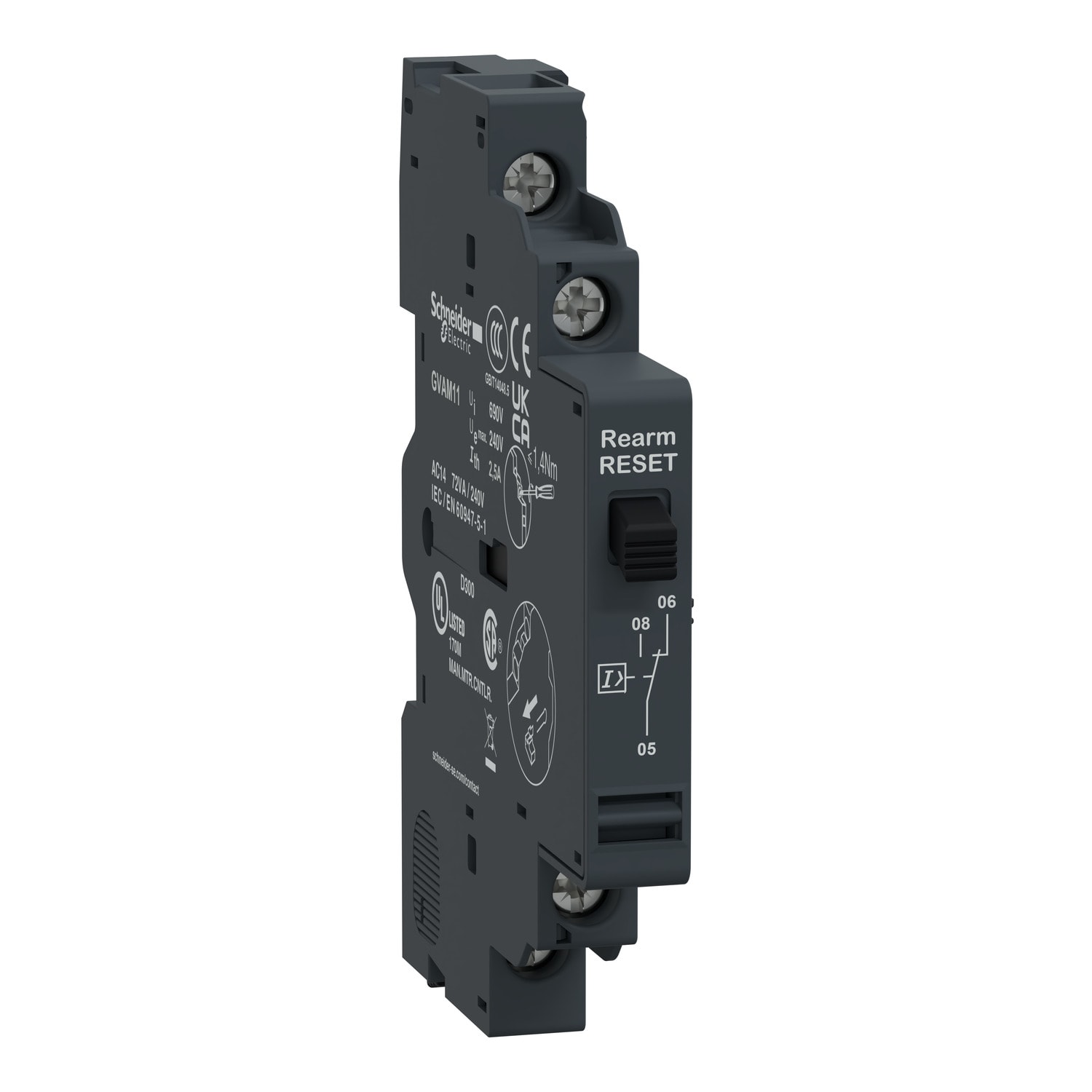 SCHNEIDER ELECTRIC - Contatti segnalazione cortocircuito, TeSys, GV2/GV3, Connessioni viti serrafilo lato sinistro