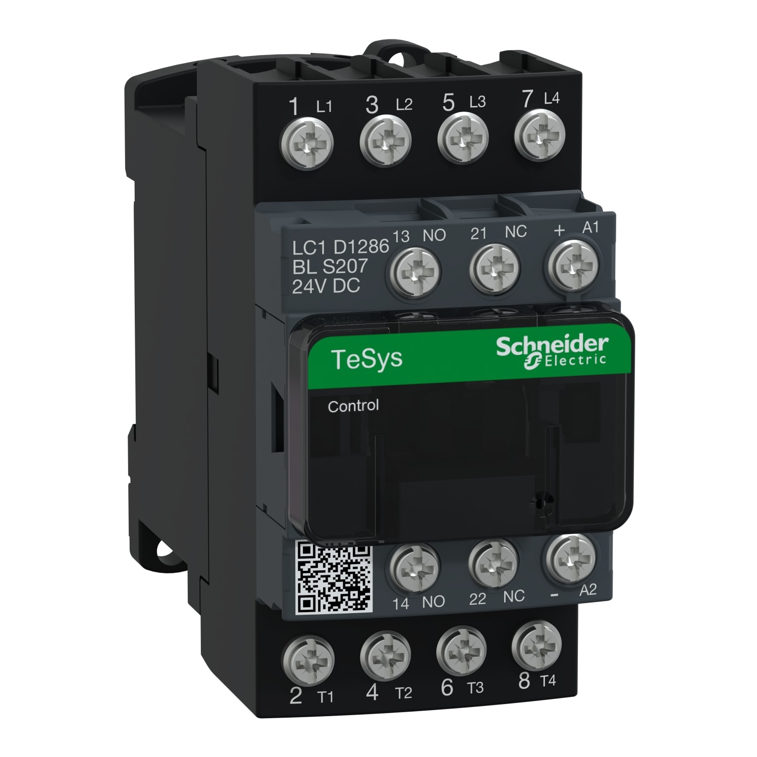 SCHNEIDER ELECTRIC - Contactor, TeSys Deca S207,4P(2NO+2NC),AC-1 25A , <=440V, 24V DC low consumption coil, lugs-ring terminal