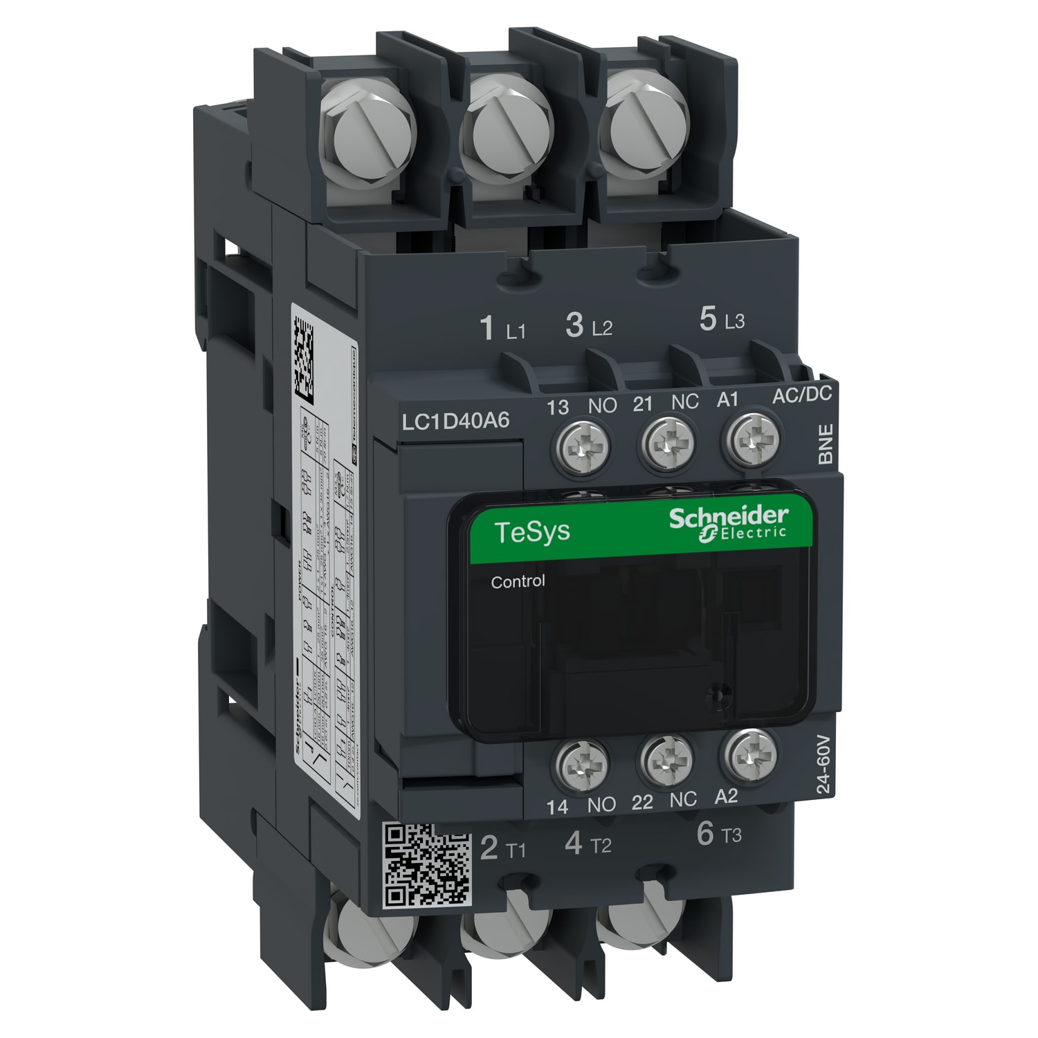 SCHNEIDER ELECTRIC - Contattore, TeSys Deca, 3P(3NO), AC-3/AC-3e, <=440V, 40A, bobina 24...60V AC/DC connessioni capicorda