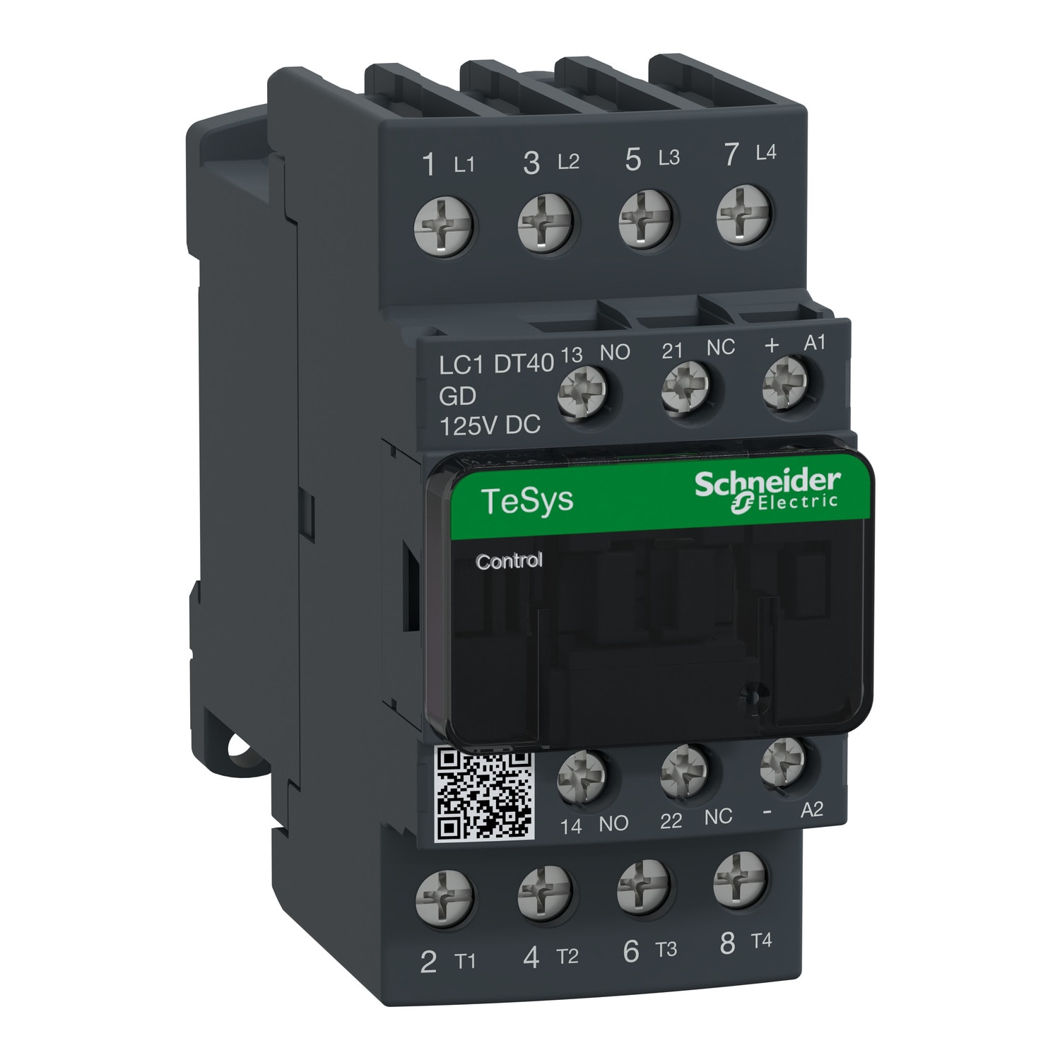 SCHNEIDER ELECTRIC - Contactor, TeSys Deca, 4P(4 NO), AC-1, <=440V, 40A, 125VDC standard coil, screw clamp terminal