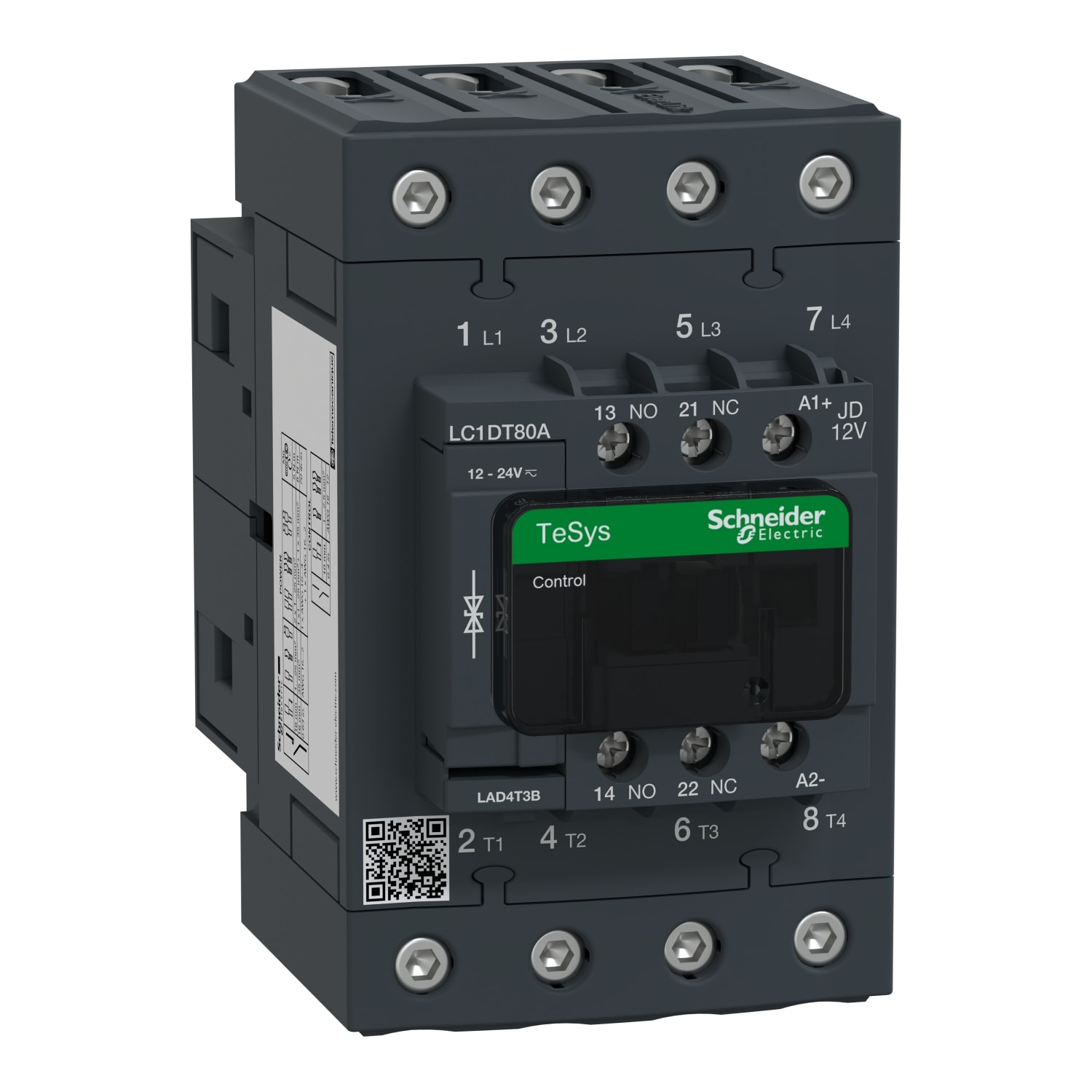 SCHNEIDER ELECTRIC - Contattore TeSys LC1D - 4 poli - AC3- 440V AC - 80A - 12V CC