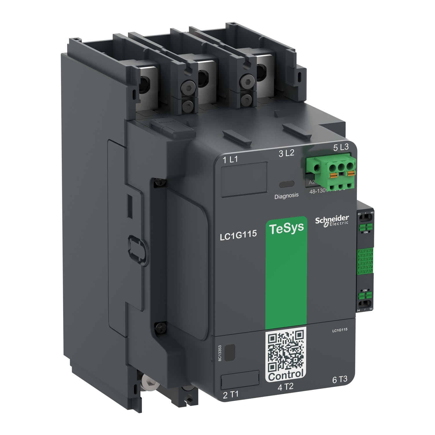 SCHNEIDER ELECTRIC - Contattore elevata potenza TeSys Giga, 3P (3NO), AC3 115A, versione Standard, bobina elettronica 100…250V AC/DC