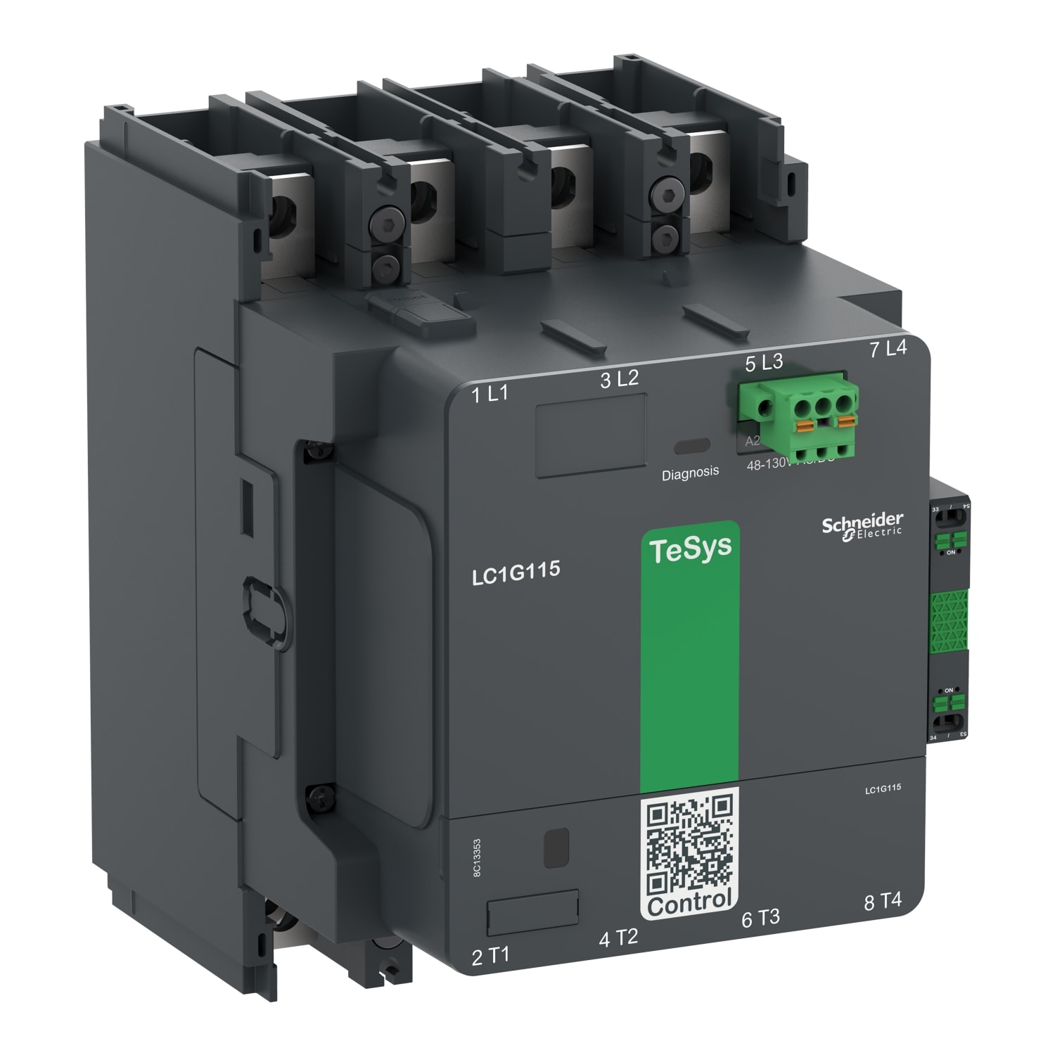 SCHNEIDER ELECTRIC - Contattore elevata potenza TeSys Giga, 4P (4NO), AC1 275A, versione Standard, bobina elettronica 48…130V AC/DC