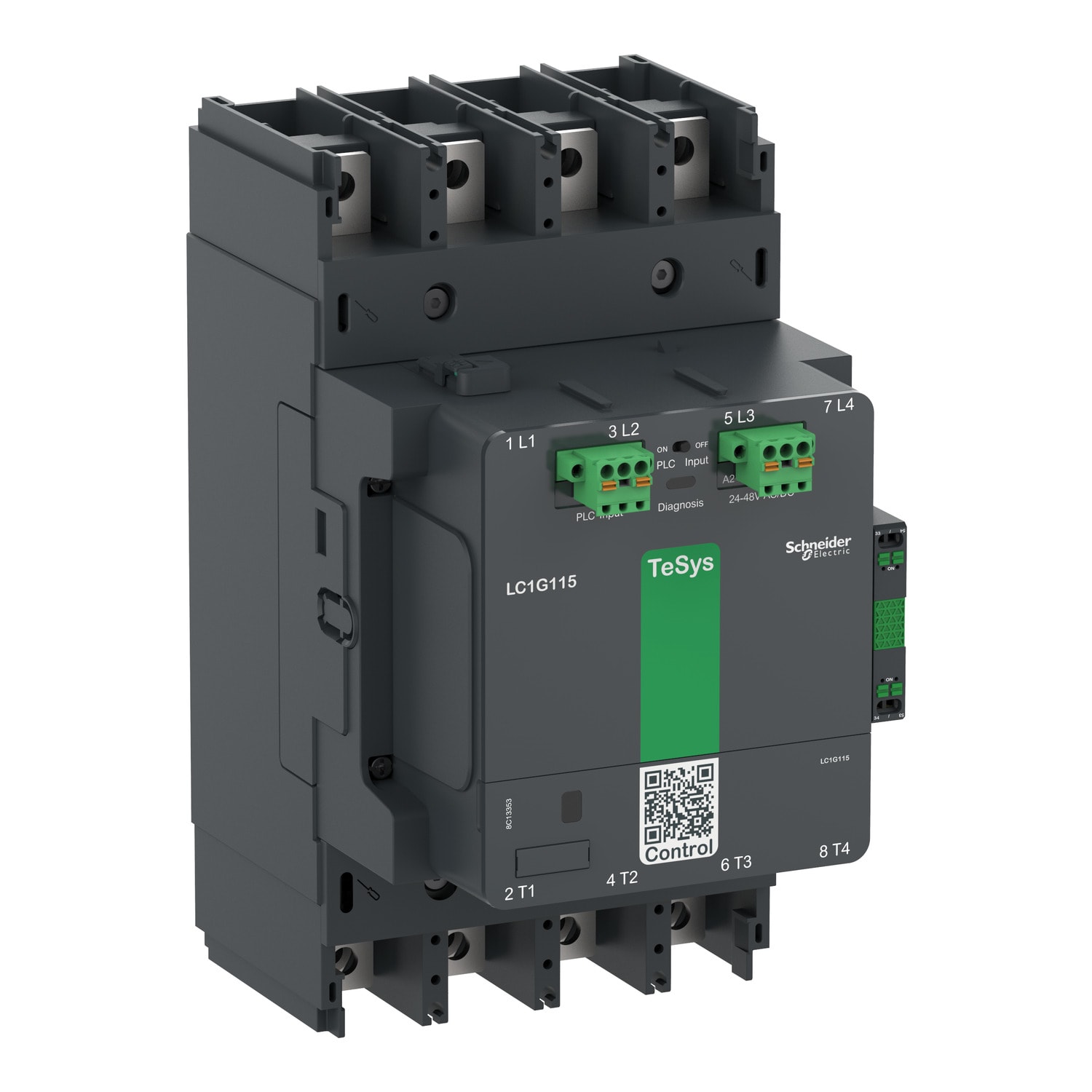 SCHNEIDER ELECTRIC - Contattore elevata potenza TeSys Giga, 4P (4NO), AC1 275A, versione Advanced, bobina elettronica 200…500V AC/DC
