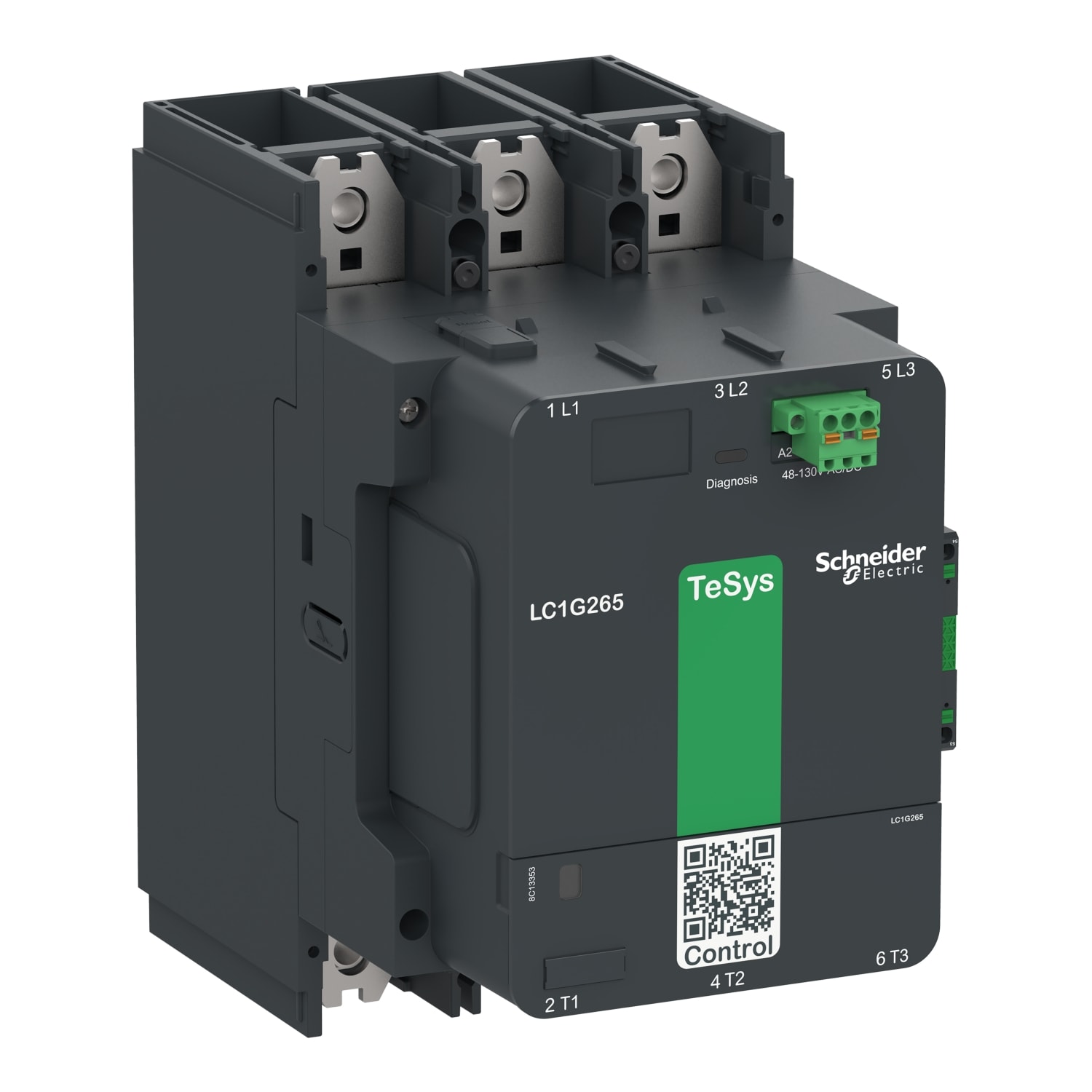 SCHNEIDER ELECTRIC - Contattore elevata potenza TeSys Giga, 3P (3NO), AC3 265A, versione Standard, bobina elettronica 100…250V AC/DC