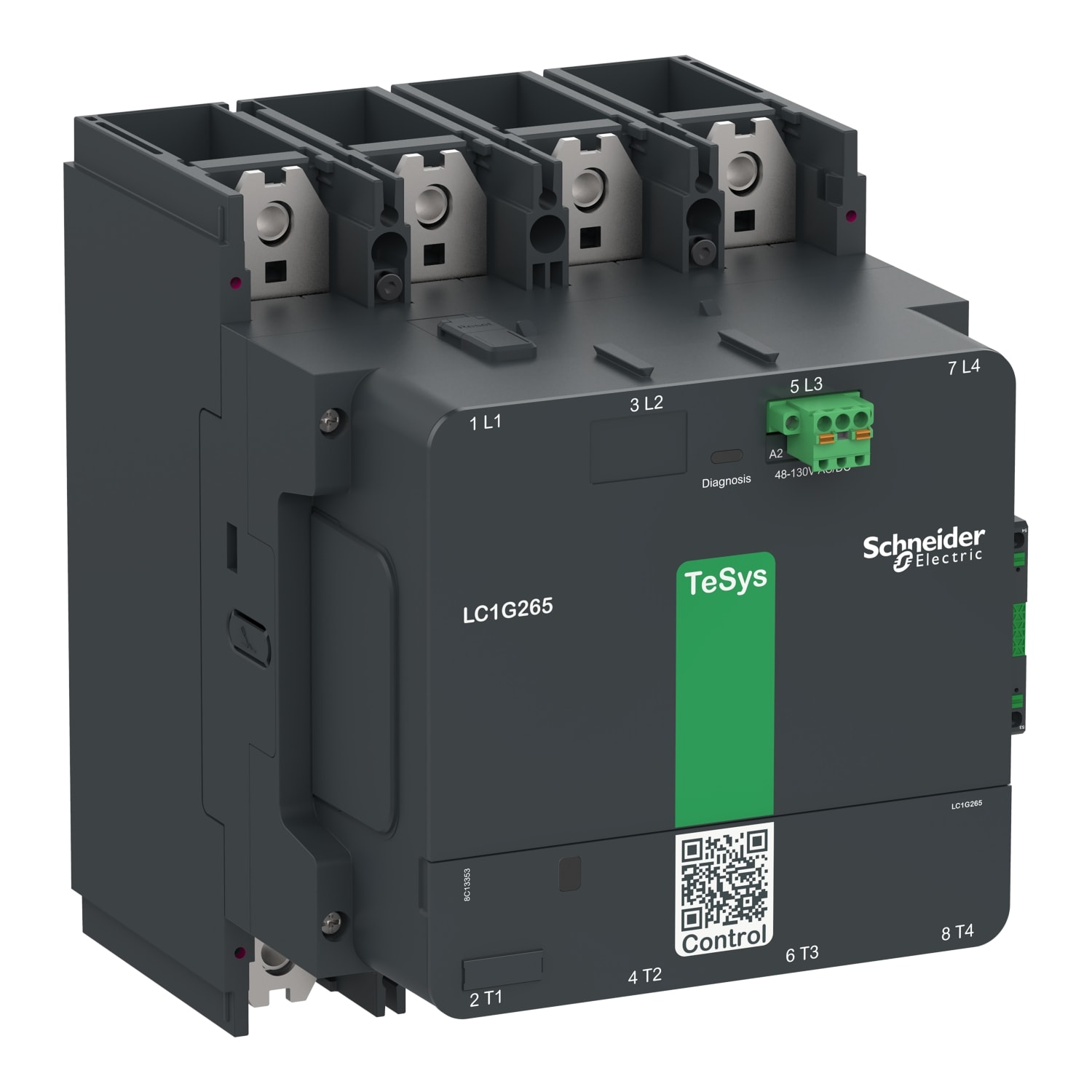 SCHNEIDER ELECTRIC - Contattore elevata potenza TeSys Giga, 4P (4NO), AC1 700A, versione Standard, bobina elettronica 48…130V AC/DC