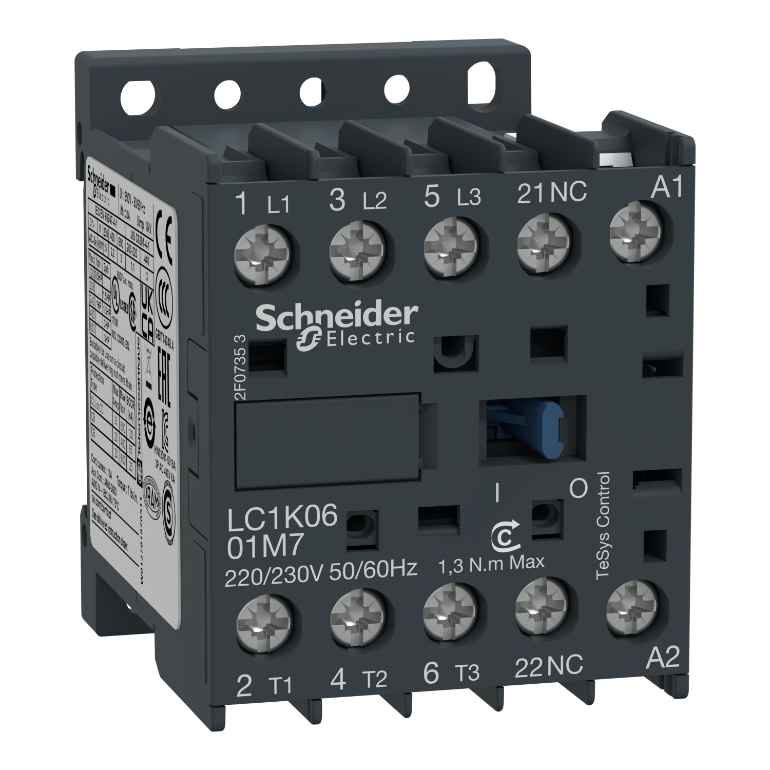 SCHNEIDER ELECTRIC - Contattore TeSys LC1K - 3 poli - AC3 440V 6 A - 24 V AC