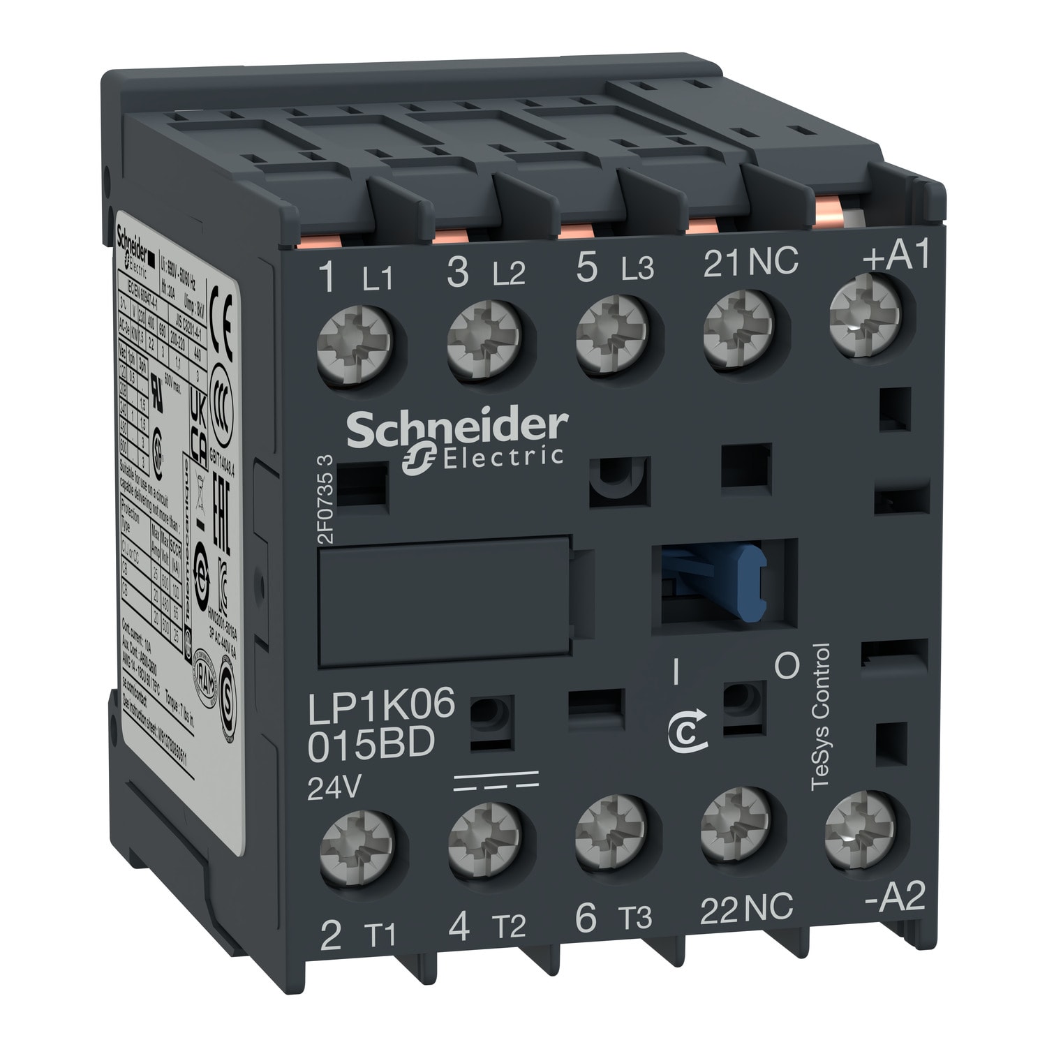 SCHNEIDER ELECTRIC - Contattore, TeSys K, 3P, AC-3/AC-3e, 440V, 12A, 1NC ausiliario, bobina 220V DC