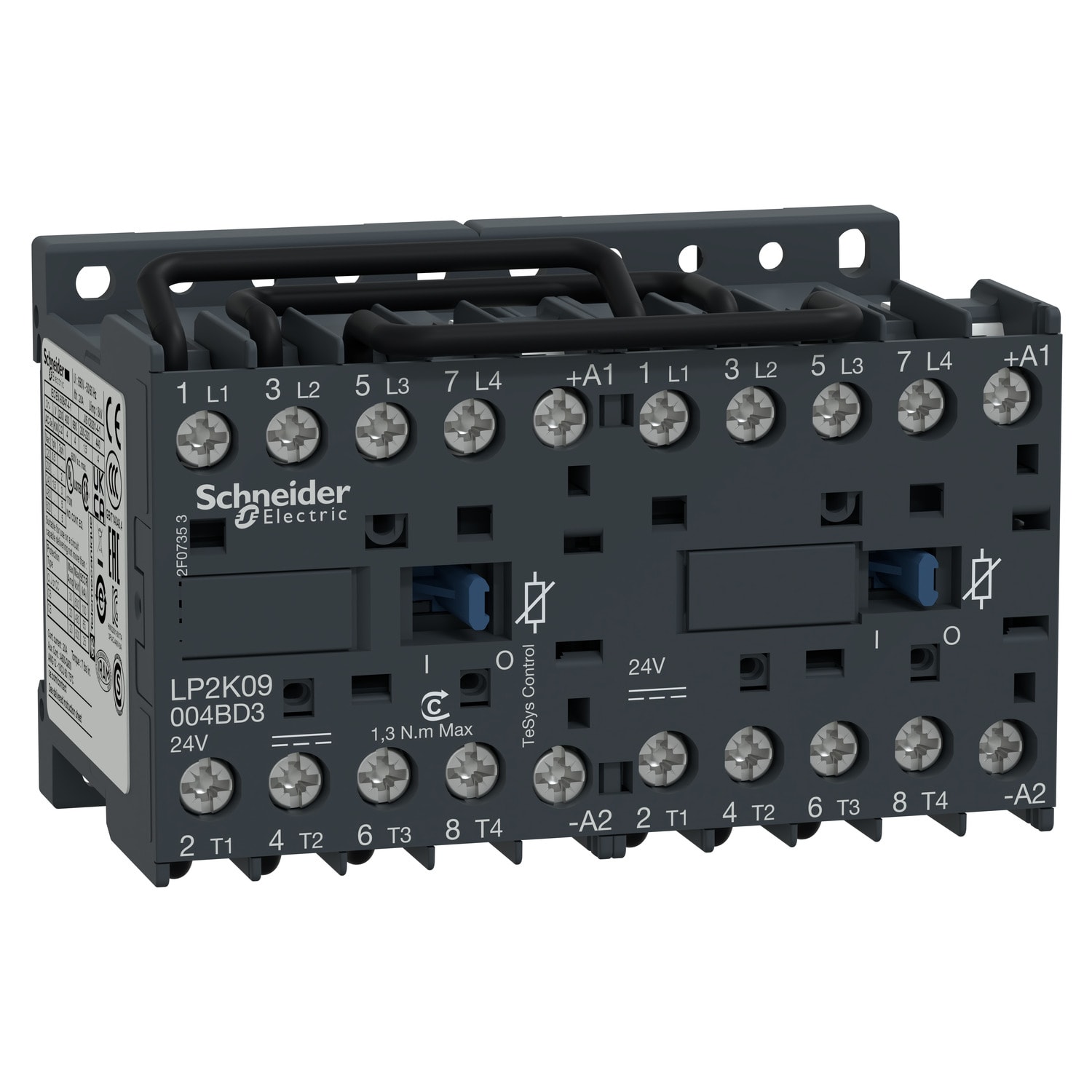 SCHNEIDER ELECTRIC - Changeover contactor, TeSys K, 4P, AC-1 440V 20A, 24V DC coil,with integral suppression device