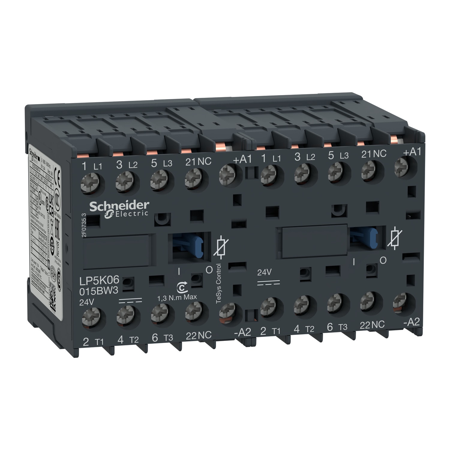 SCHNEIDER ELECTRIC - Teleinvertitore TeSys K - 3P (3 NA) - AC3 - <= 440 V 6 A - Bobina 24 Vcc