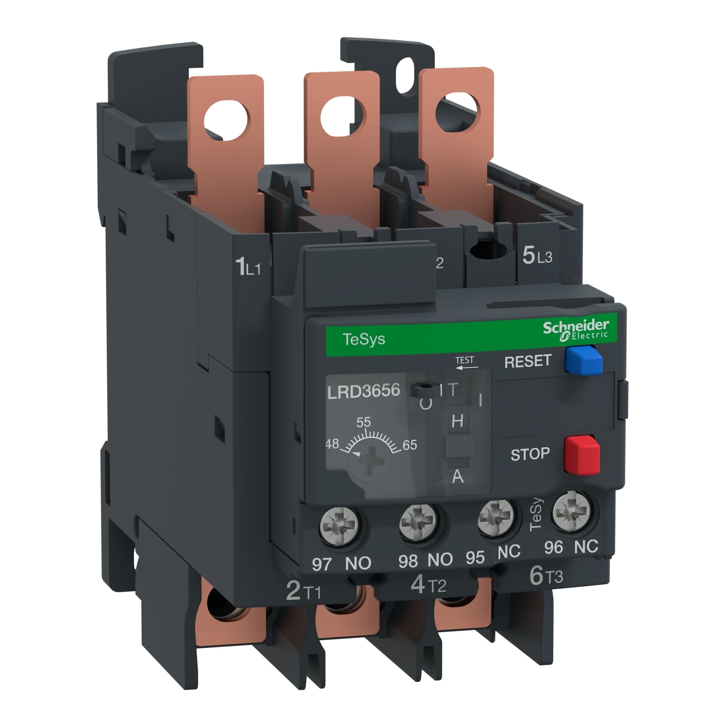 SCHNEIDER ELECTRIC - Thermal overload relay,TeSys Deca,48-65A,1NO+1NC,class 10A,EverLink lugs ring