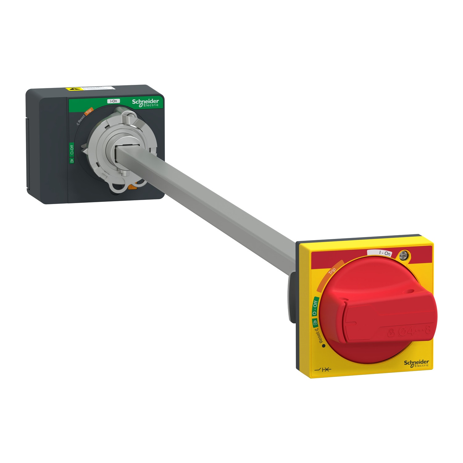 SCHNEIDER ELECTRIC - Manovra rotativa rinviata, ComPacT NSXm, manovra rossa su fronte giallo, lunghezza 200albero da mm a 600mm, IP54